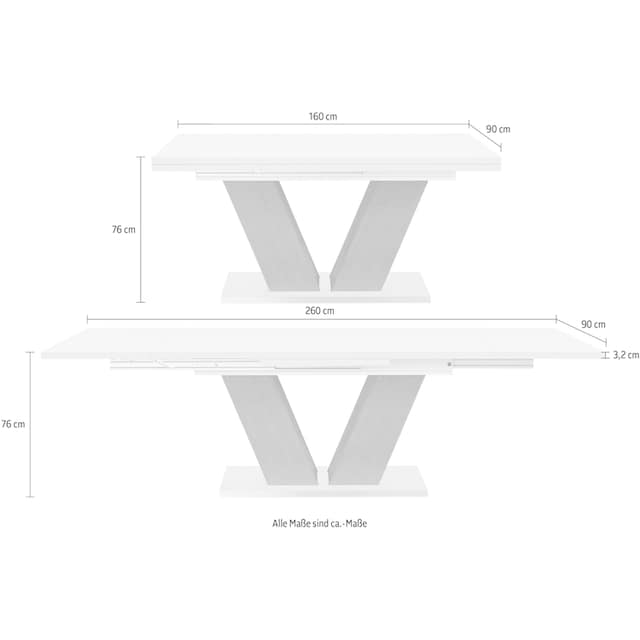 Mäusbacher Esstisch »Komfort D«, mit V-Gestell in graphit und mit  Auszugsfunktion, Breite 160-260 cm auf Raten bestellen