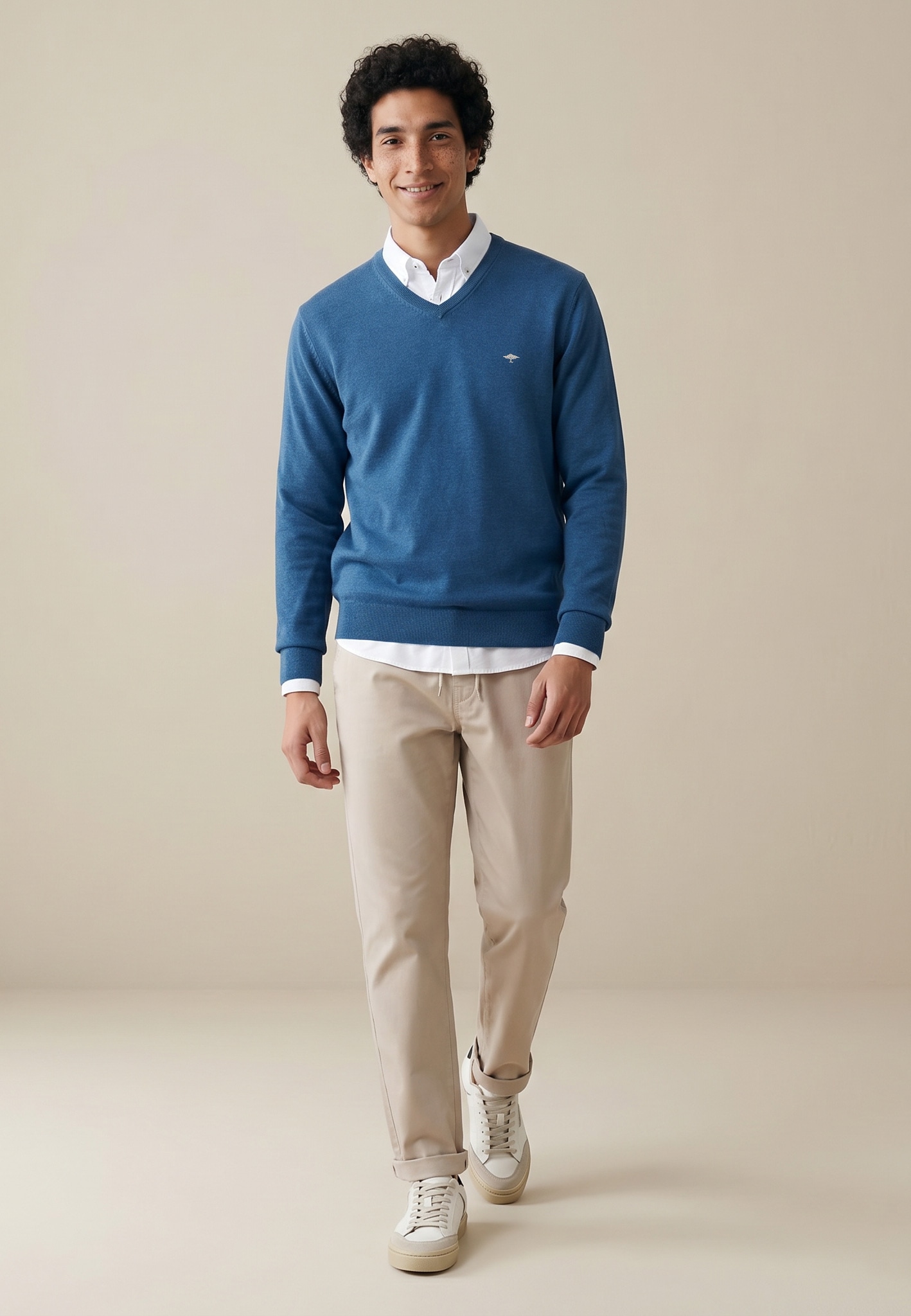FYNCH-HATTON Strickpullover »FYNCH-HATTON Pullover mit V-Kragen« aus Baumwolle, mit V-Ausschnitt, bequeme Passform