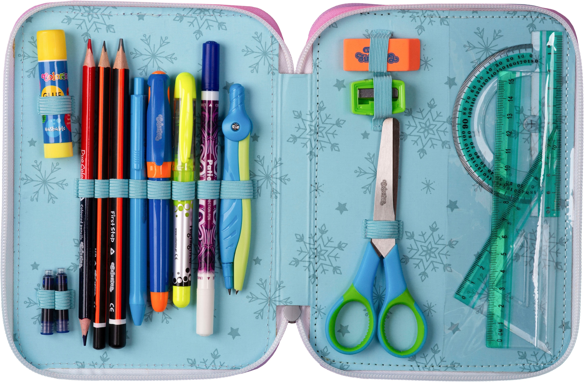 CoolPack Federmäppchen »Etui XL, Disney, Frozen, mit 2 Reißverschlüssen«, befüllt