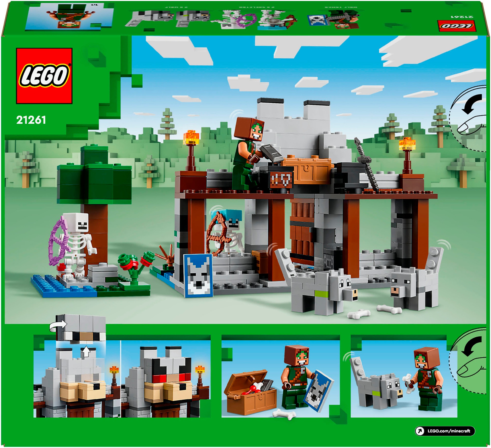 LEGO® Konstruktionsspielsteine »Die Wolfsfestung (21261), LEGO Minecraft«, (312 St.), Made in Europe