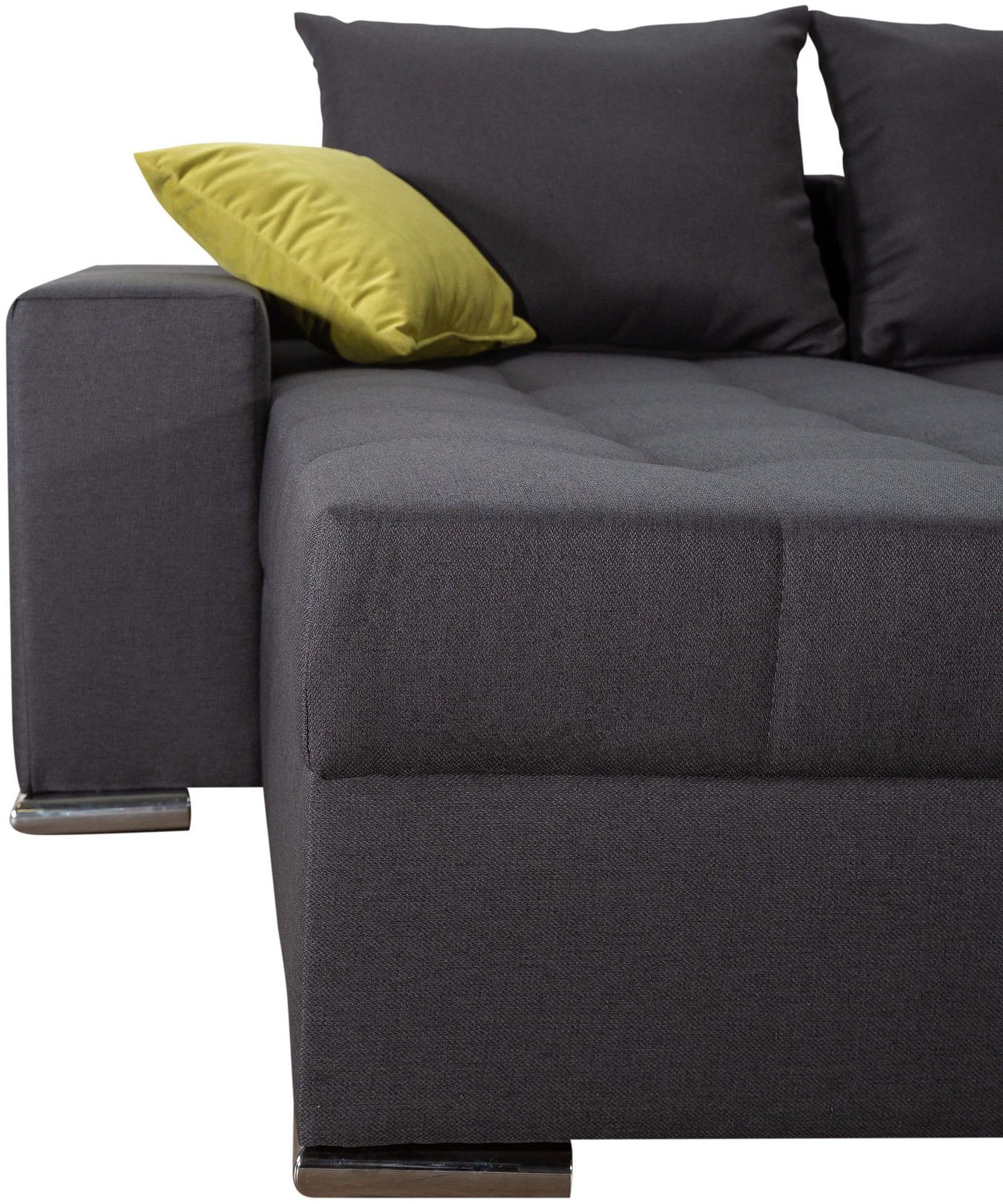 COLLECTION AB Wohnlandschaft »XL-Josy U-Form, Breite 313 cm, Flachgewebe, Struktur, Kunstleder«, inkl. Bettfunktion, Bettkasten, mit 4 gleich großen Rückenkissen