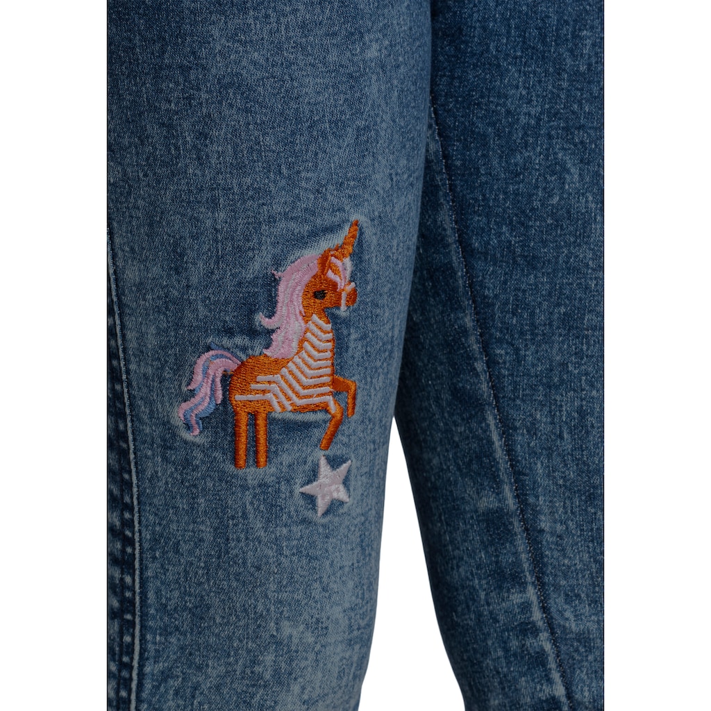 KIDSWORLD Stretch-Jeans »für kleine Mädchen«, mit toller Stickerei