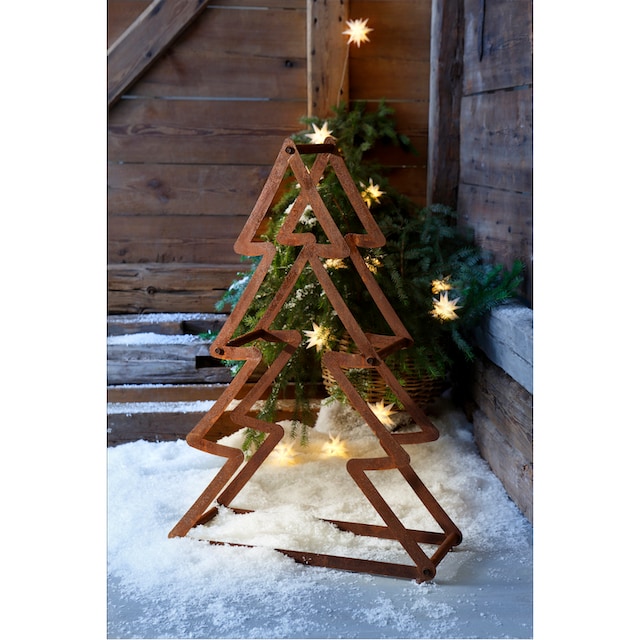 HOFMANN LIVING AND MORE Dekobaum »Weihnachtsbaum, Weihnachtsdeko aussen«,  aus Metall, mit rostiger Oberfläche, Höhe ca. 95 cm bequem bestellen