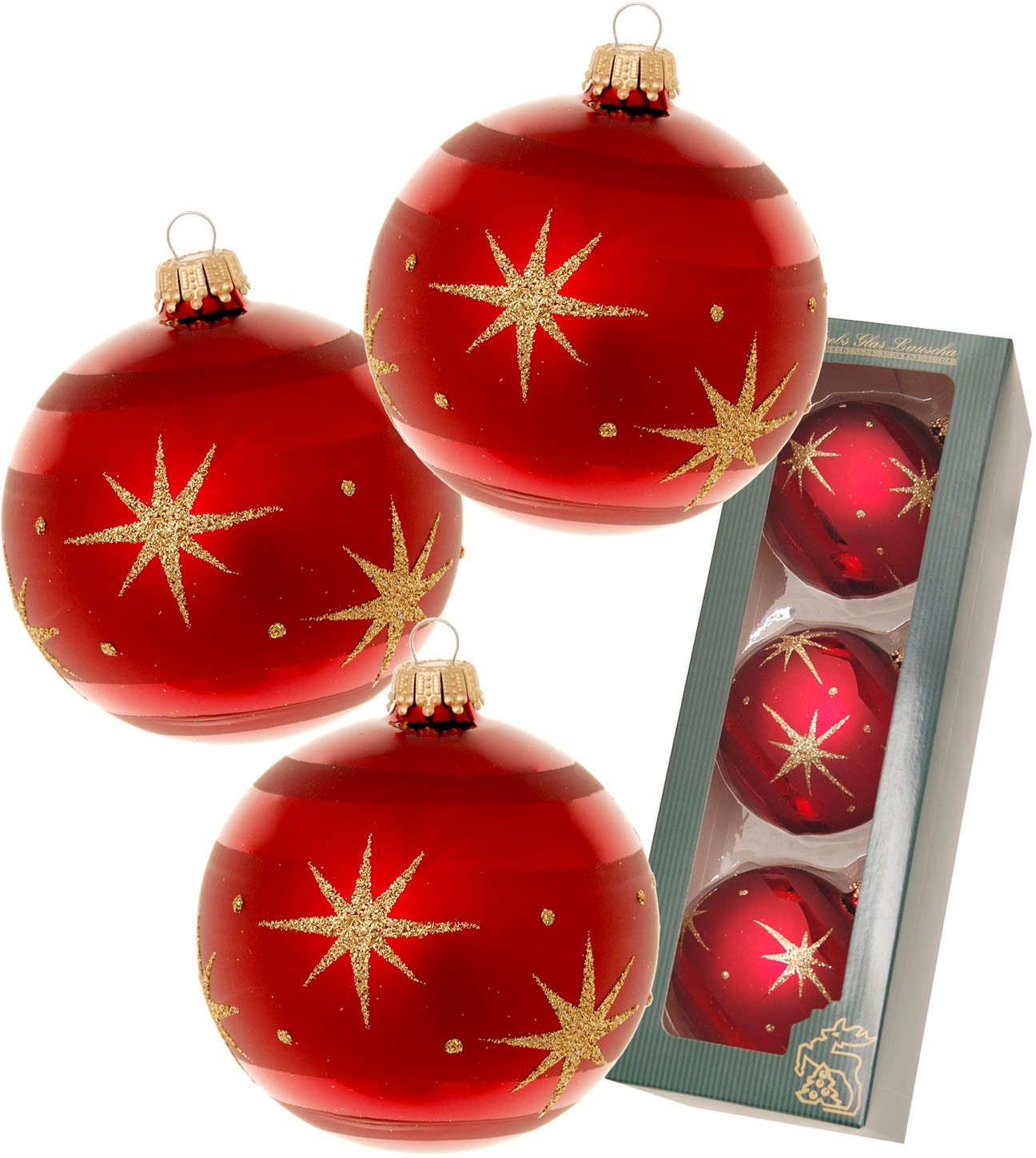 Krebs Glas Lauscha Weihnachtsbaumkugel St.), Christbaumschmuck, bestellen Weihnachtsdeko Night aus 8 UNIVERSAL 3 rot, Glas \