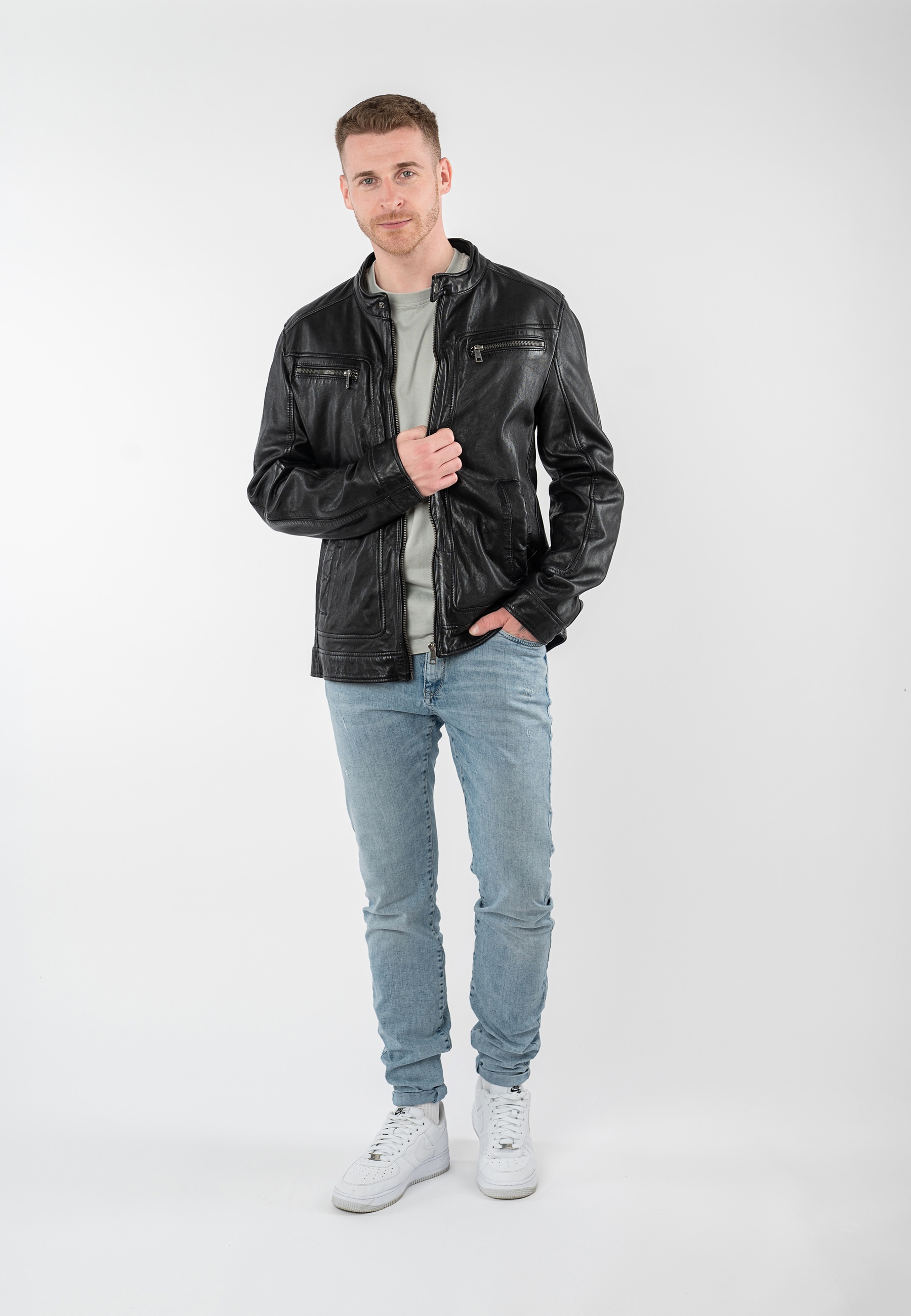 Mauritius Lederjacke »MMRoley« mit Bikerkragen