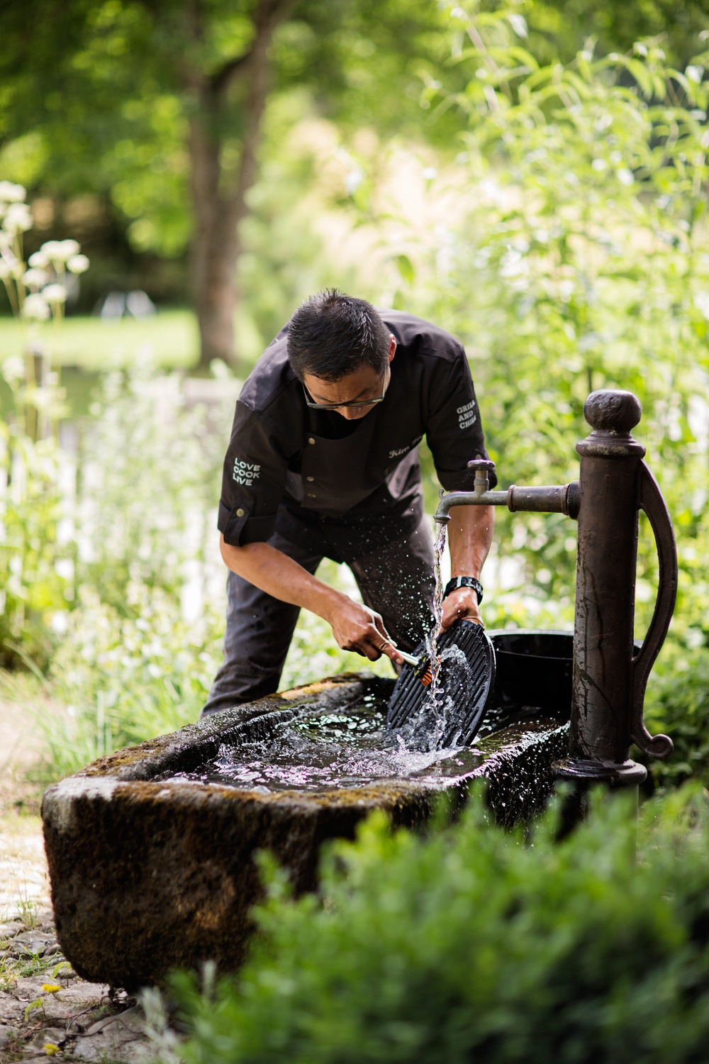 RÖSLE Reinigungsbürste aus Edelstahl | Polyester Spülbürste mit Wechselkopf, Edelstahl 18/10, spülmaschinengeeignet