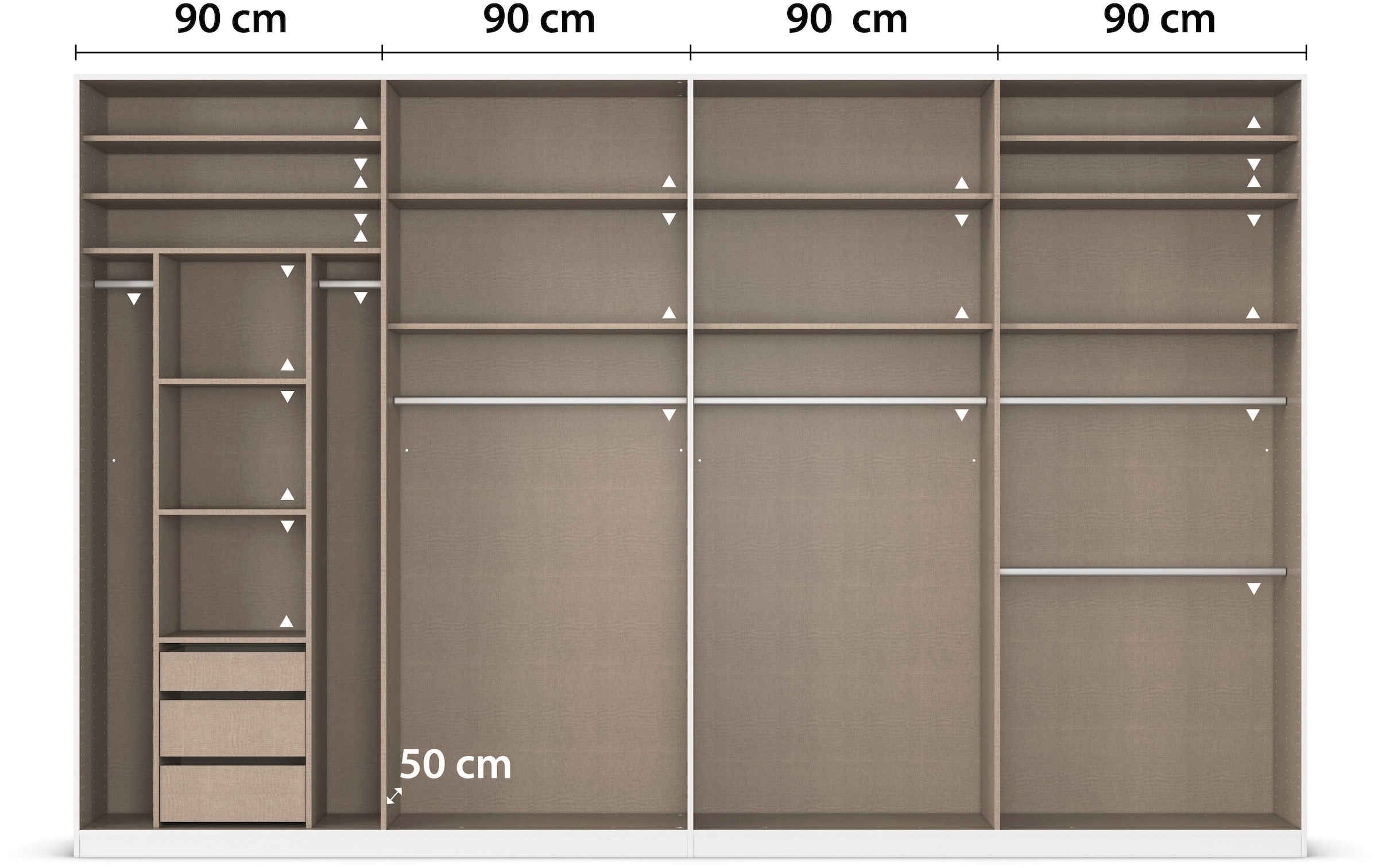rauch Drehtürenschrank »Kleiderschrank Schrank Garderobe TOPSELLER OTELI inkl. Inneneinteilung«, (erhältlich in Breiten 91-360 cm, ab Breite 136cm inkl. Innenschubladen), mit zusätzlichen Einlegeböden, optional mit Spiegel MADE IN GERMANY