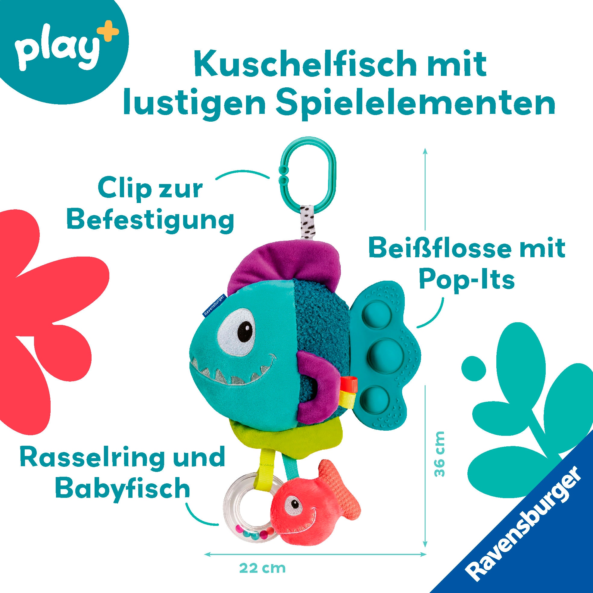 Ravensburger Greifspielzeug »Play+ Pop-it Piranha (blau)«