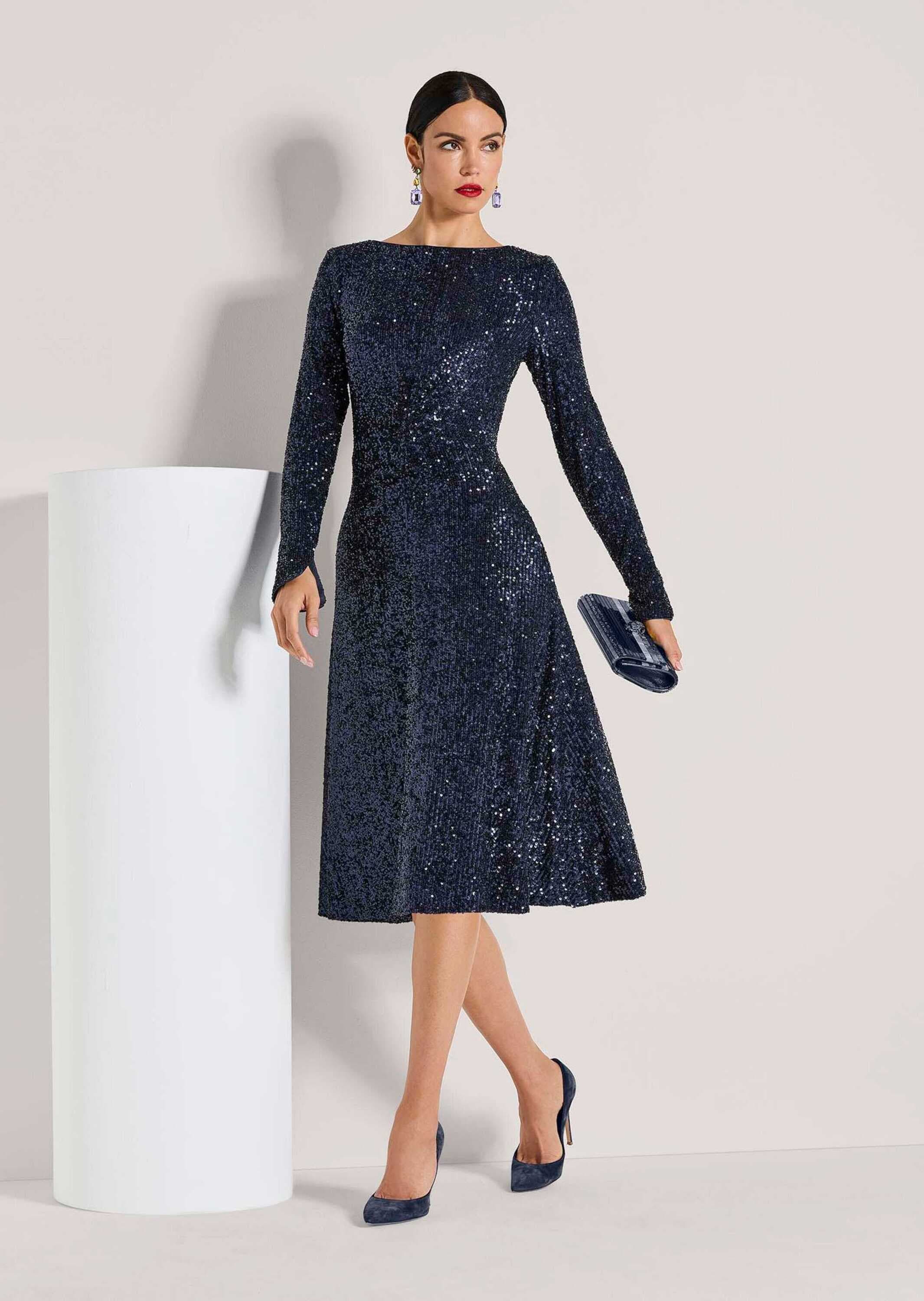 MADELEINE Cocktailkleid »Paillettenkleid Abendkleid mit Glanzeffekt« Ärmel mit Schlitz