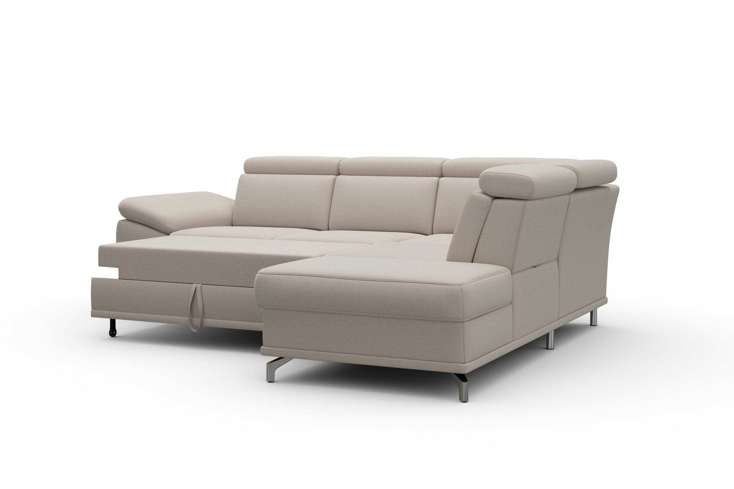 sit&more Ecksofa »Cabrio L-Form, mit Sitztiefenverstellung, Arm- und Kopfteilverstellung«, 3 Nierenkissen, Federkern, optional Bettfunktion und Stauraum