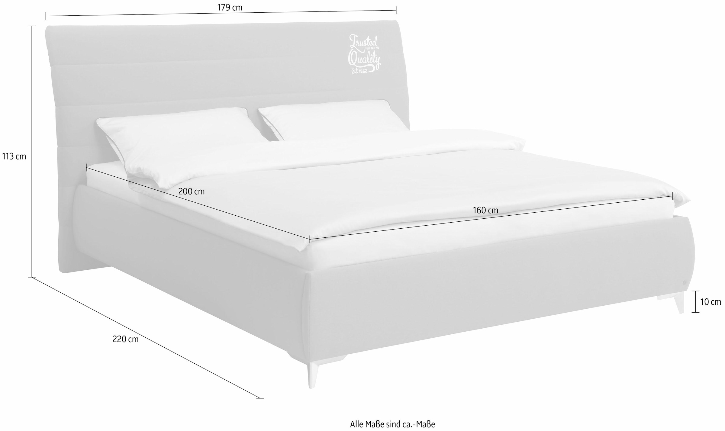 TOM TAILOR HOME Polsterbett »SOFT LINES BED«, mit geschwungenem Kopfteil mit horizontaler Steppung, ohne Print