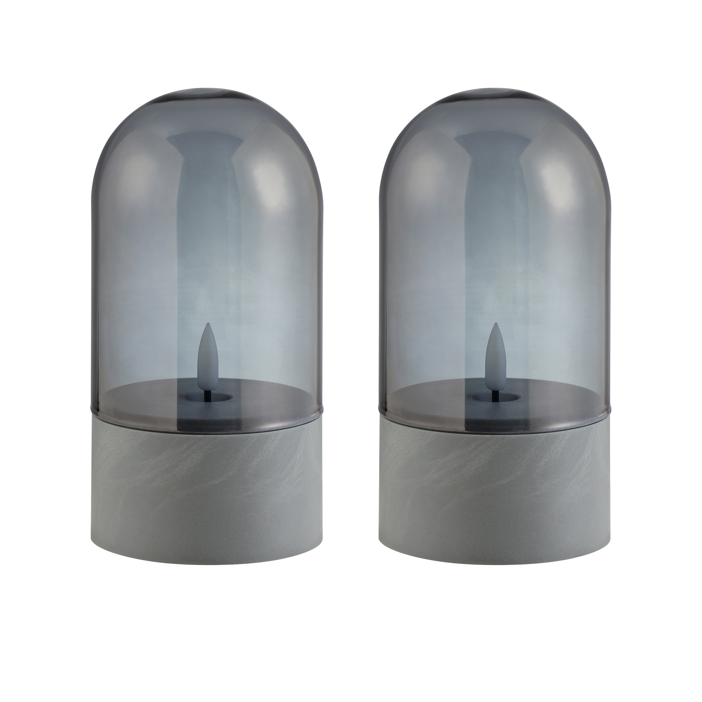 Brilliant LED Tischleuchte »Illusion mit Batterie (exkl.)« LED-Modul 2 Stk. LED-Kerzen Tischleuchten 2er-Set, 16x8 cm, Rauchglas, 2500 K, grau