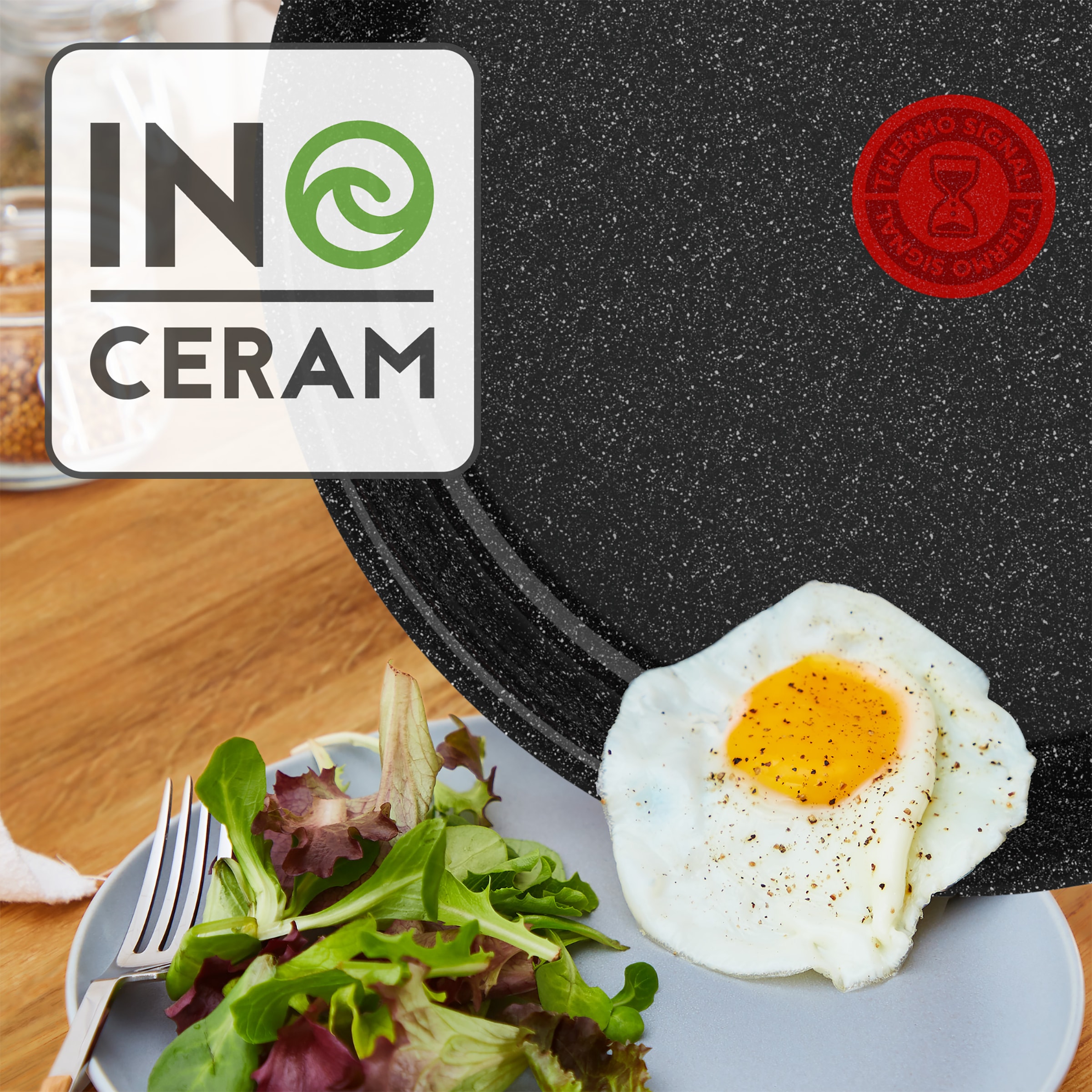 Tefal Pfannen-Set »Ingenio Intens' Ceram« Aluminium Set, 3 Stk. tlg. abnehmbarer Griff, Thermo-Signal, Induktion, made in France
