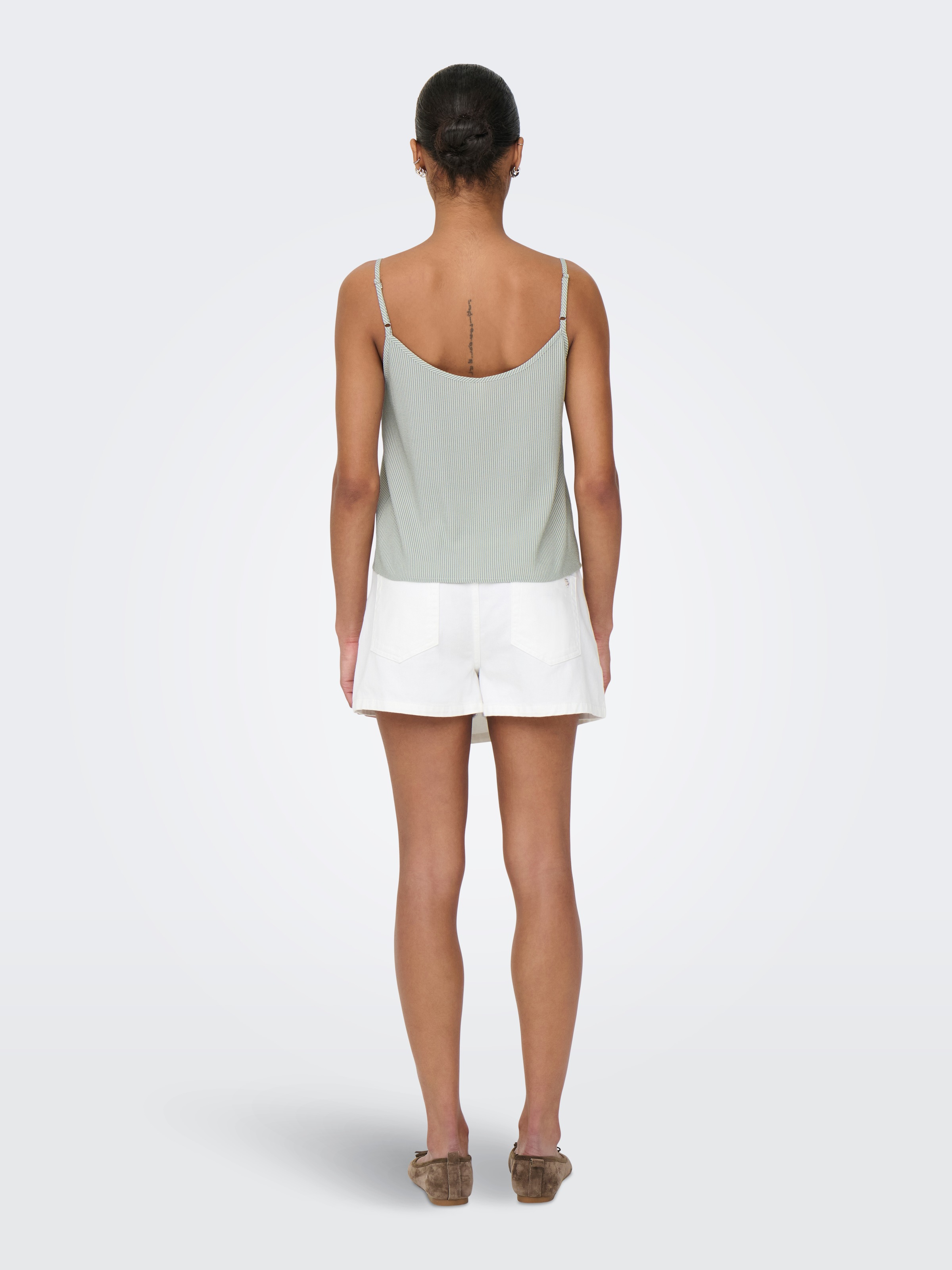 ONLY Trägertop »ONLLECEY SL KNOT SINGLET NOOS WVN« Materialmix, regular fit, V-Ausschnitt