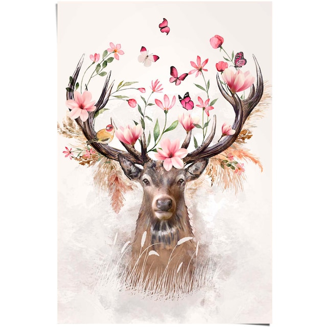 Reinders! Poster »Hirsch in Blumen« bequem bestellen