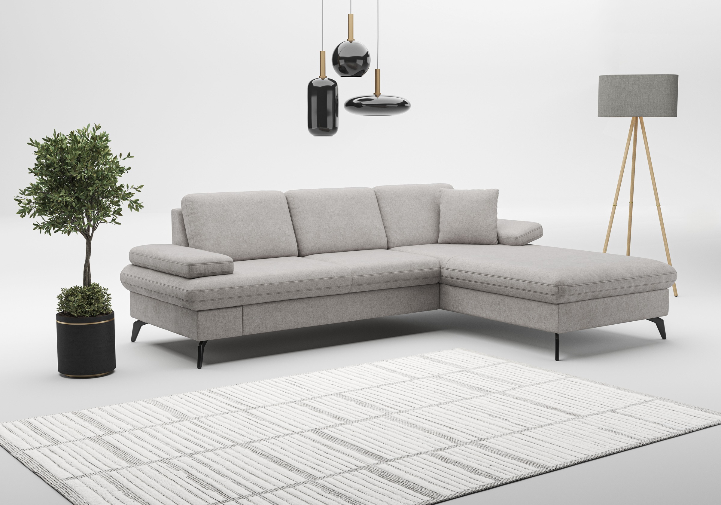 sit&more Ecksofa »Morris Jubi L-Form, B: 247 cm«, mit Armteilfunktion & 1 Zierkissen, optional Bettfunktion