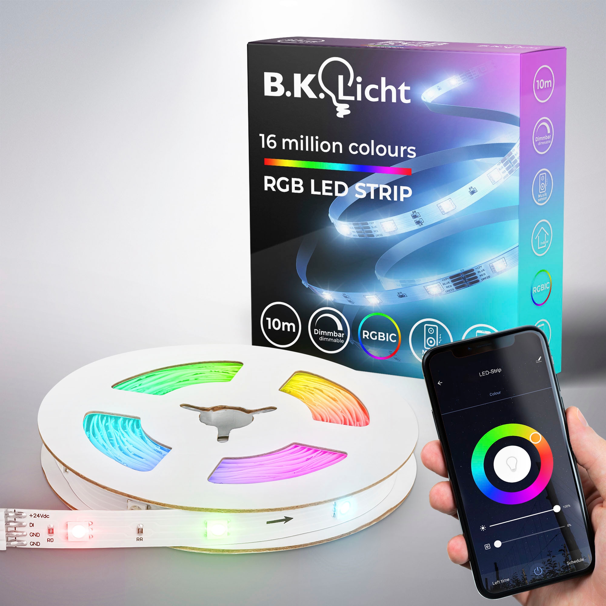 B.K.Licht LED-Streifen »Wifi RGBIC«, 300 St.-flammig, Lichtleiste, mit Musiksensor, smartes LED Band, Selbstklebend