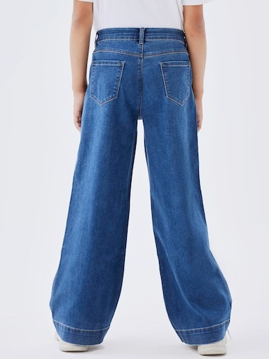 Name It Weite Jeans »NKFROSE für Mädchen mit weitem Bein und High Waist« unifarben, casual, loose fit, Baumwollmischung, Denim