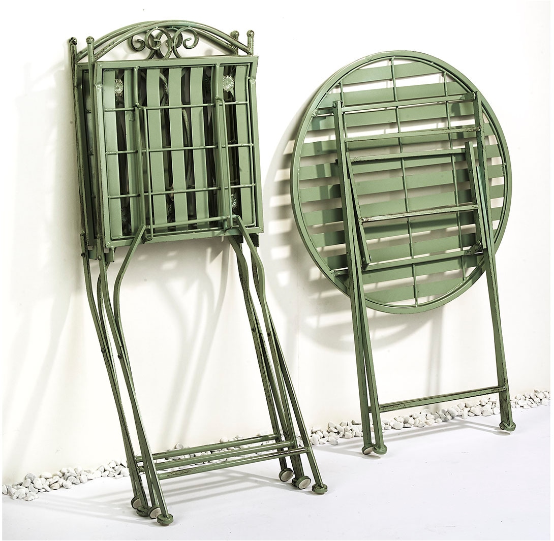 locker Balkonset »Tischgruppe aus Metall antique green«, (1 tlg.)