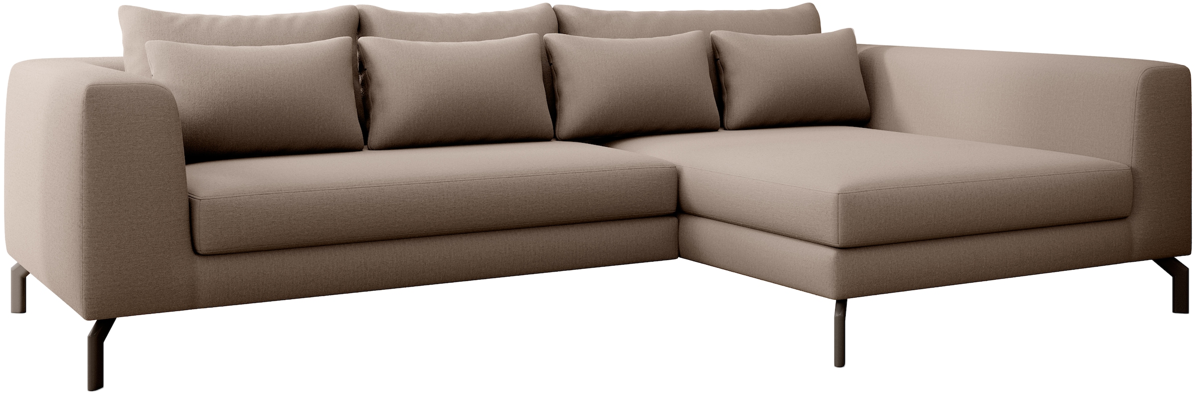 Home affaire Ecksofa »Cross, mit softem Sitz, L-Form, wendbare Zierkissen, Breite 284 cm« Couch mit vielen Kissen, stylische Kreuznaht, elegante Metallfüße