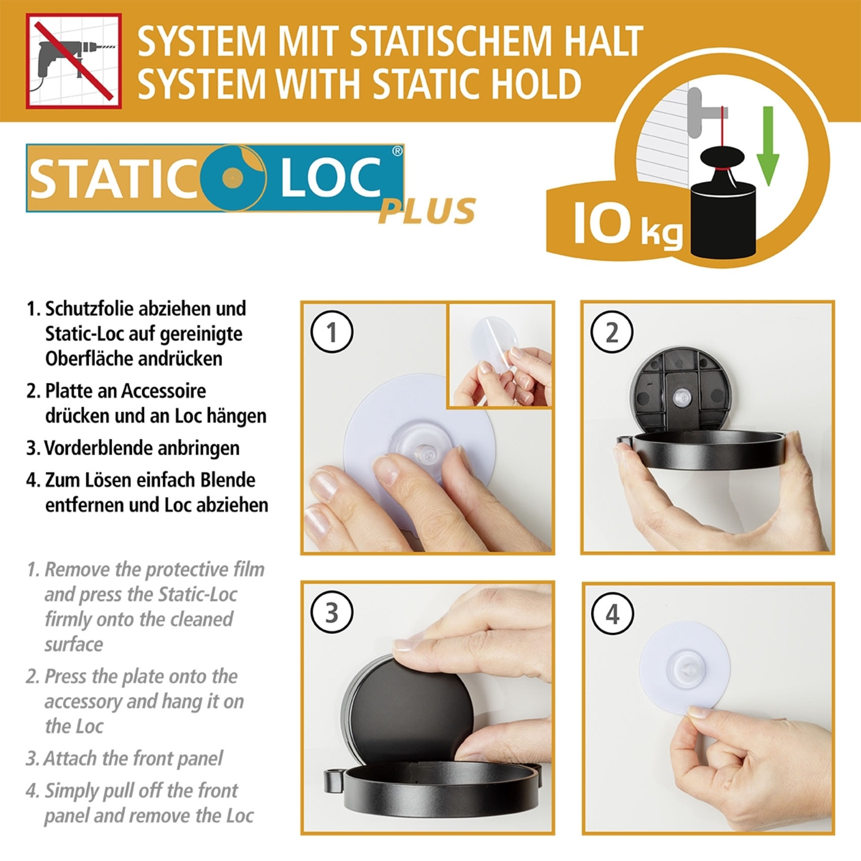 WENKO Badregal »Static-Loc® Alba« Eckablage, Befestigen ohne bohren