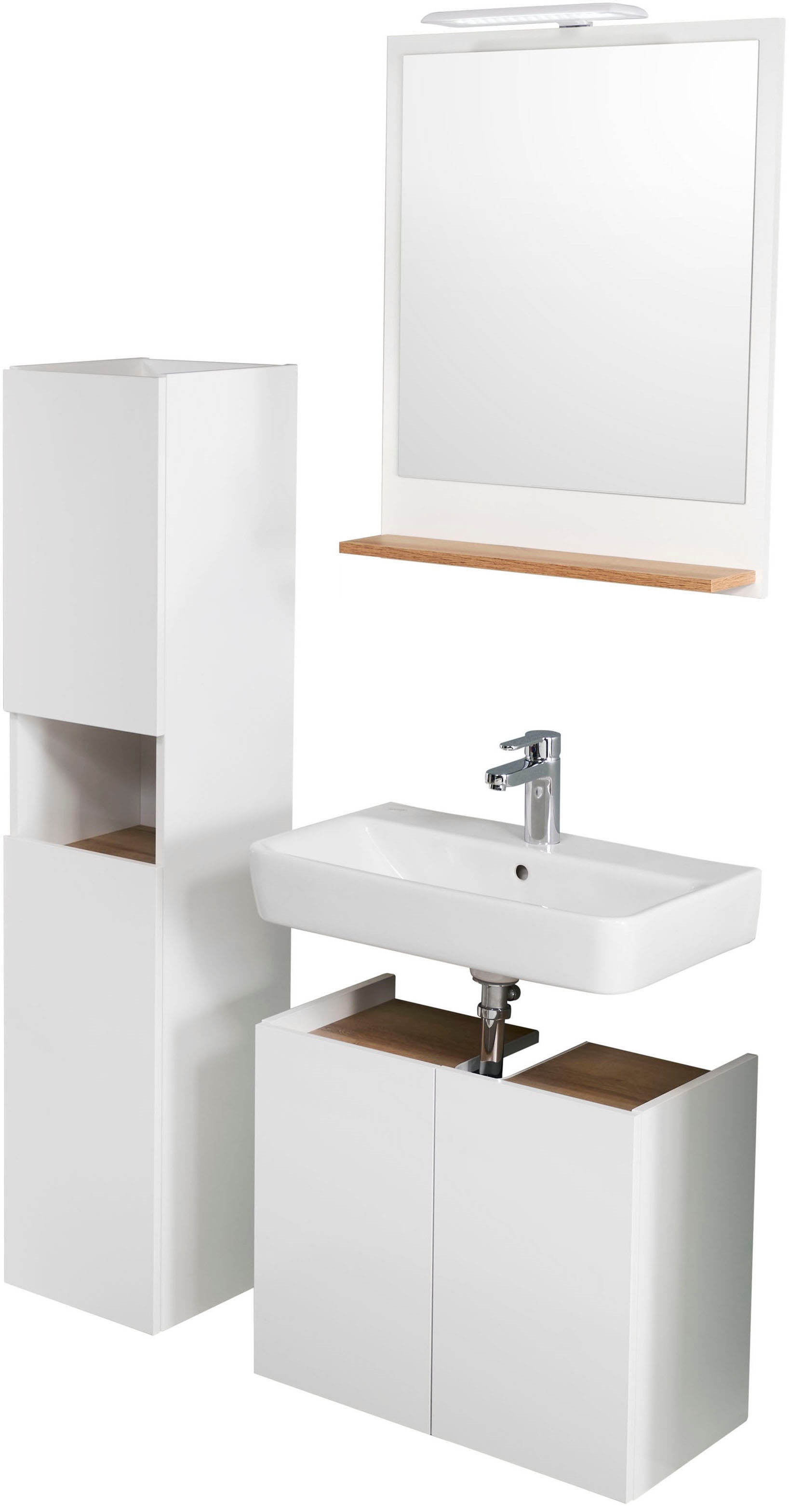 Saphir Badmöbel-Set »Quickset 947 3-teilig, Waschbeckenunterschrank mit Spiegel« 4 Stk. tlg.