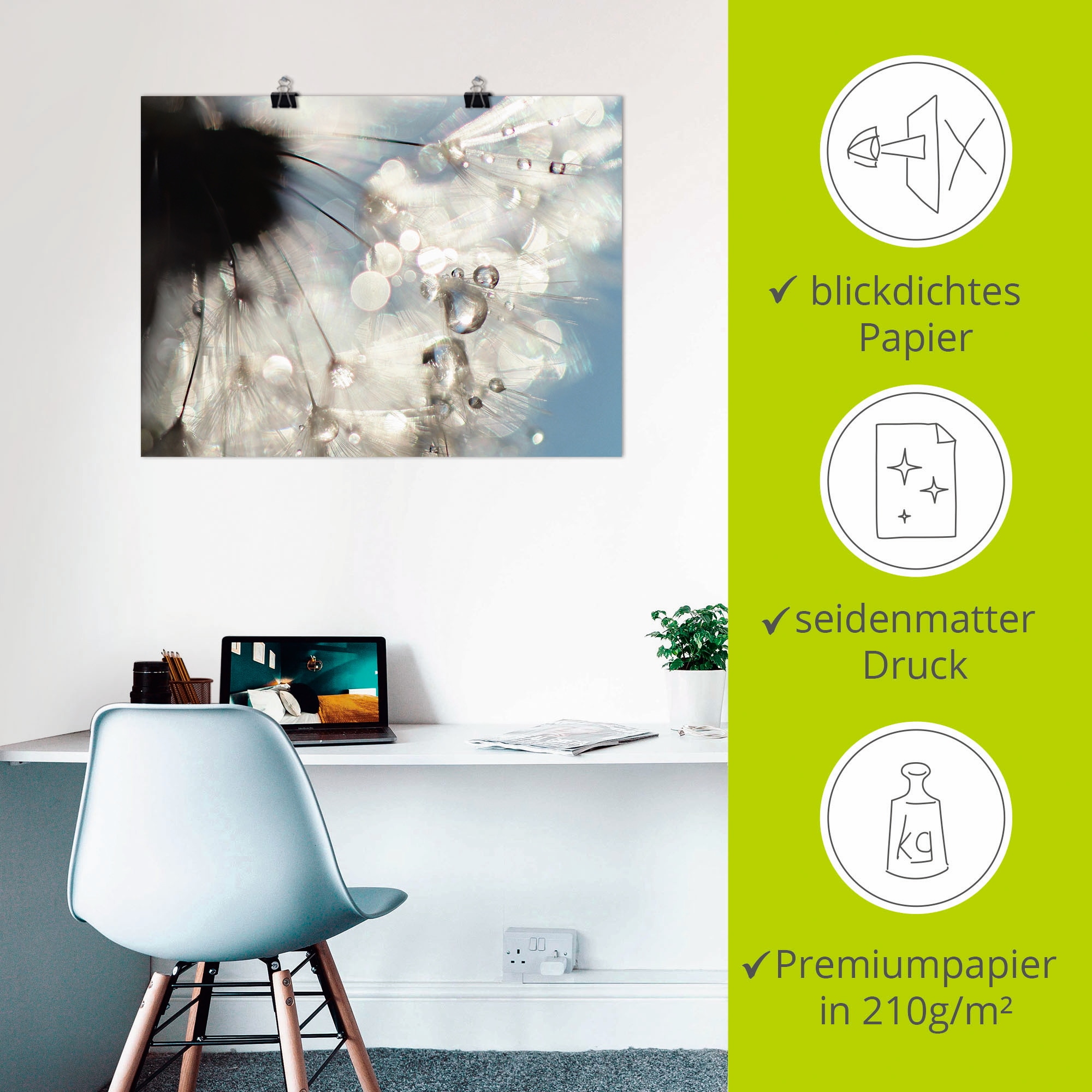 Artland Poster »Pusteblume Engelflügel«, Blumen, (1 St.), als Alubild, Leinwandbild, Wandaufkleber oder Poster in versch. Größen