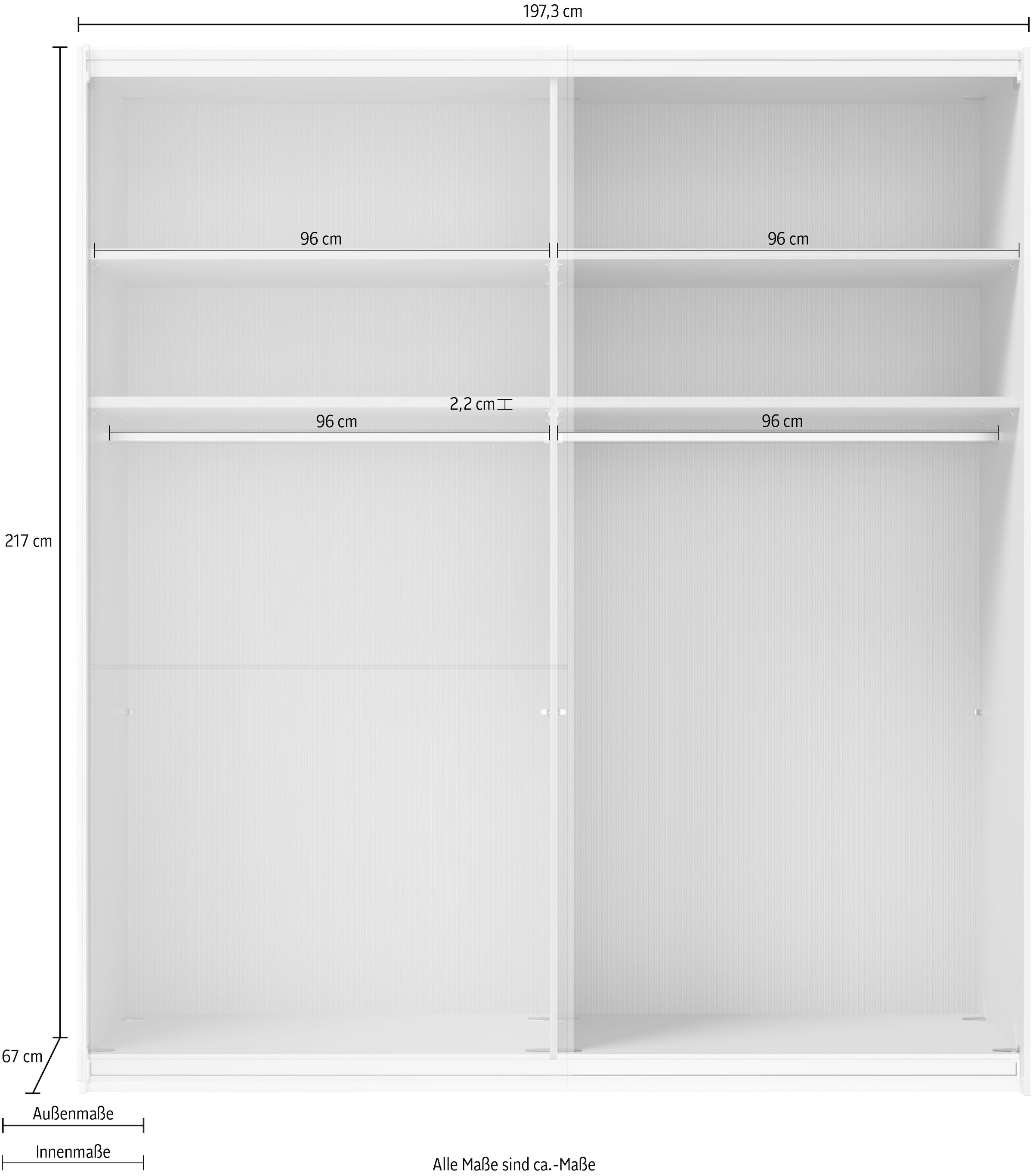 Musterring Schwebetürenschrank »Imola W« inkl. Einlegeböden und Kleiderstangen, mit Glastüren und Aufleistungen