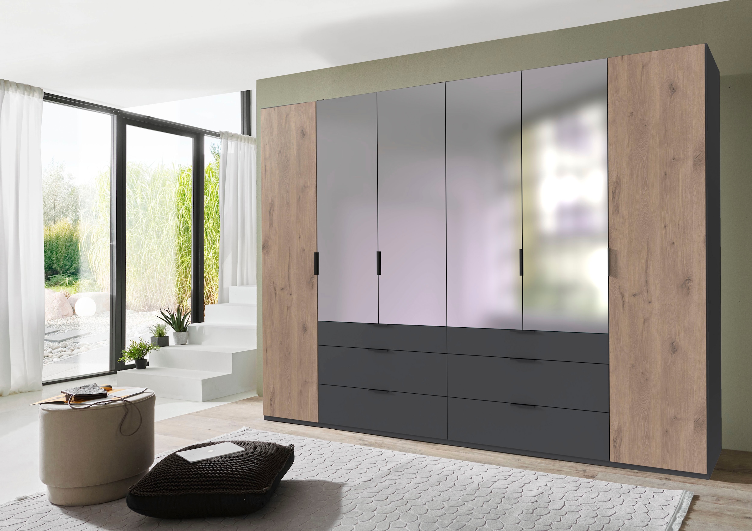 Wimex Drehtürenschrank »Burgos by fresh to go«, mit extra großen Schubladen, mit Spiegeltüren