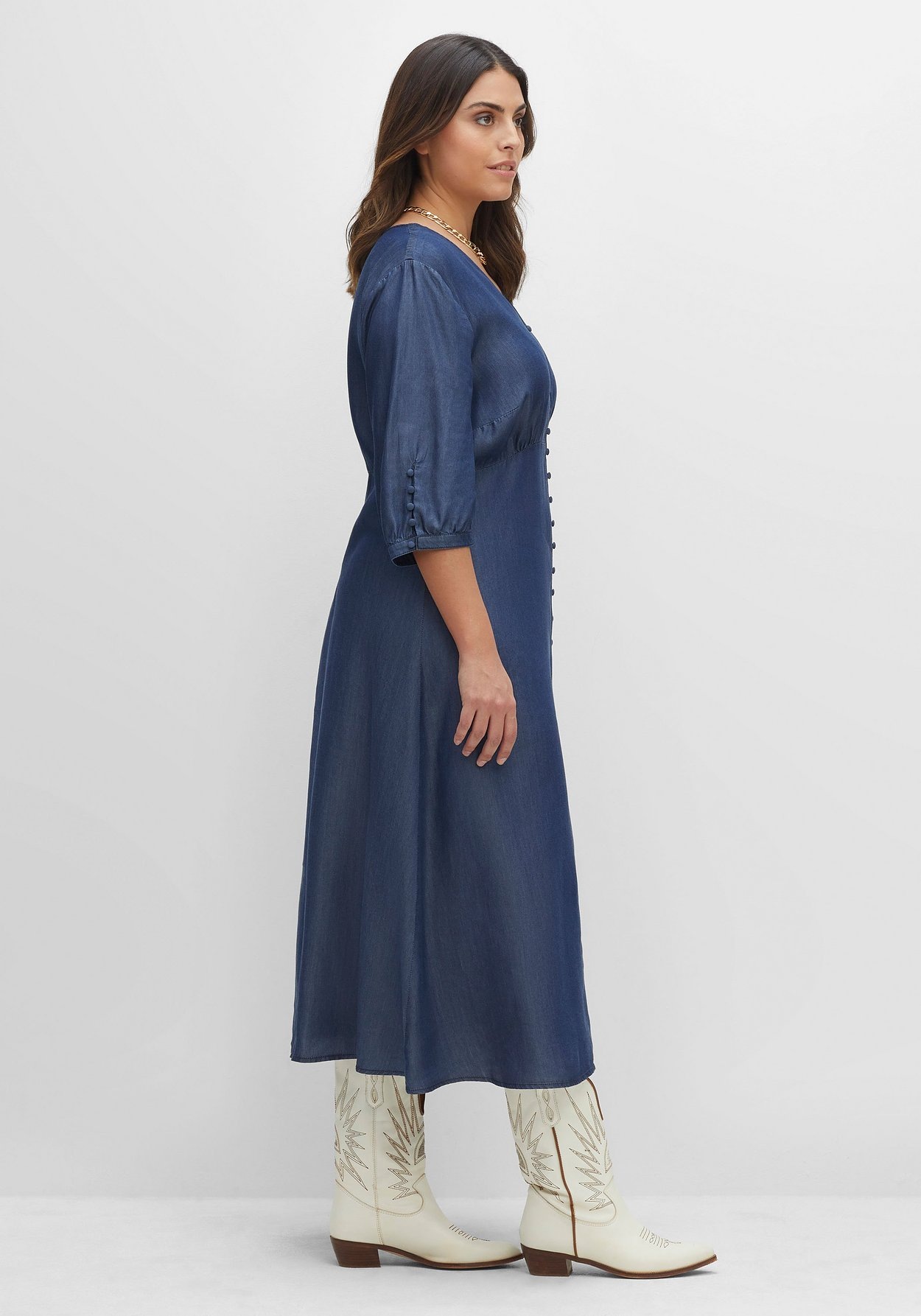 Sheego Jeanskleid »Maxikleid aus angenehmem Lyocell in Denimoptik«