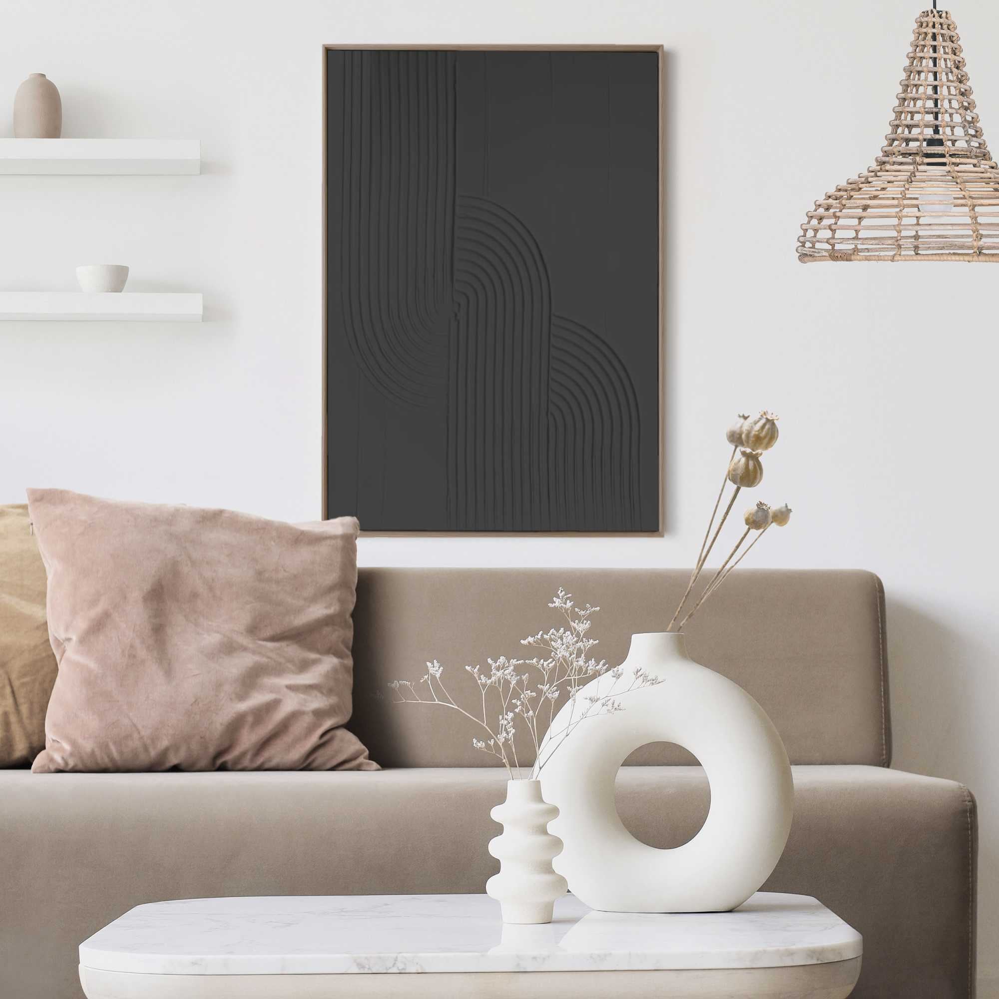 Reinders! Wandbild »Knot - charcoal« Wohnzimmer - Schwarz - MDF - Abstrakt - 50x70 cm