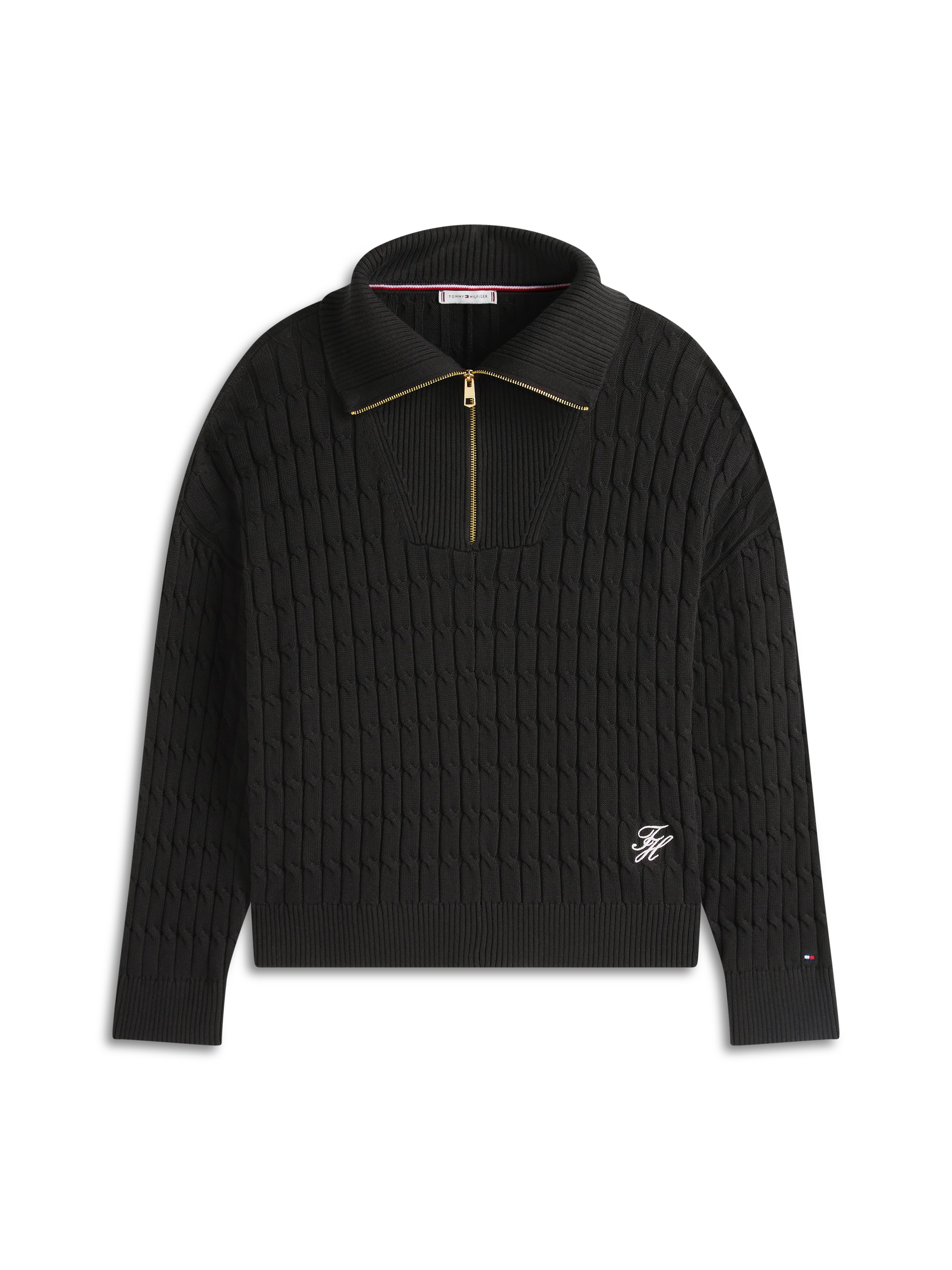 Tommy Hilfiger Curve Troyer »CRV CO CABLE MID GG 1/2 ZIP SWT« in großen Größen, mit Zopfmuster