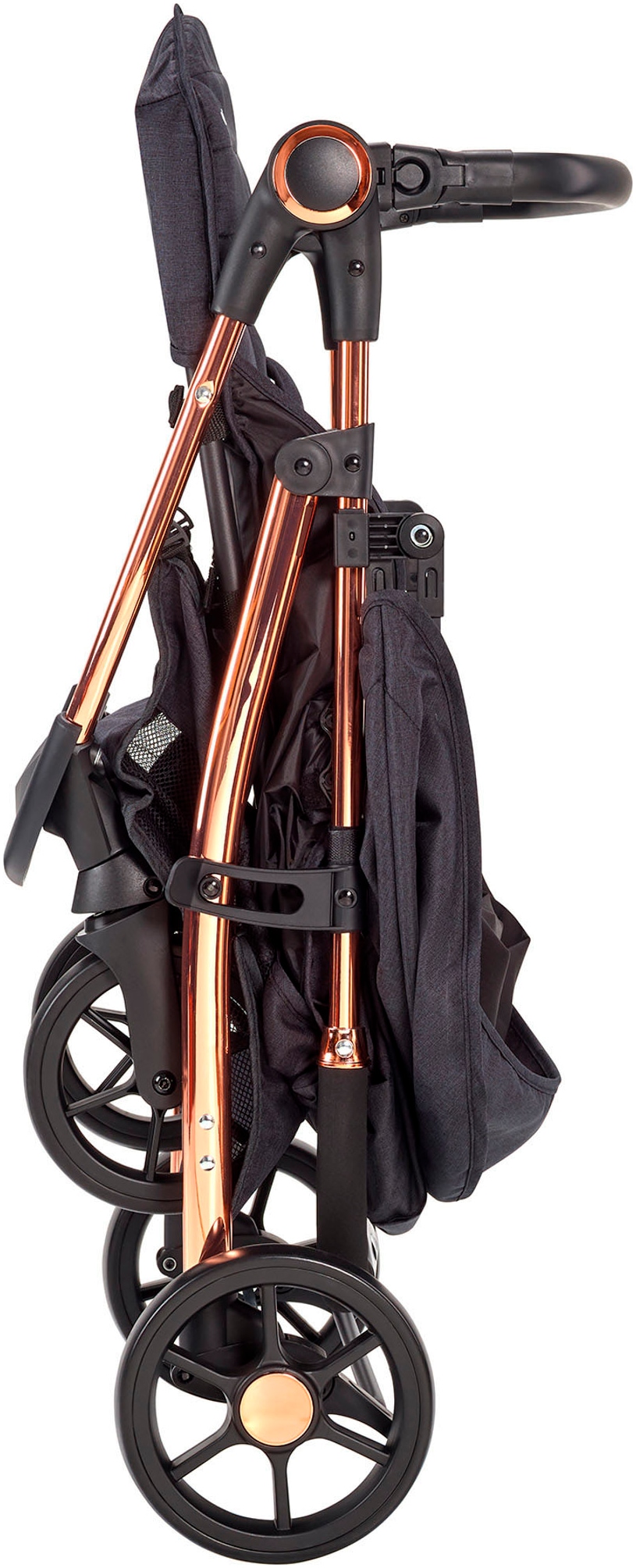 BabyGo Kombi-Kinderwagen »Style - 3in1, rosegold/black«, inkl. Babyschale mit Adaptern u. Wickeltasche