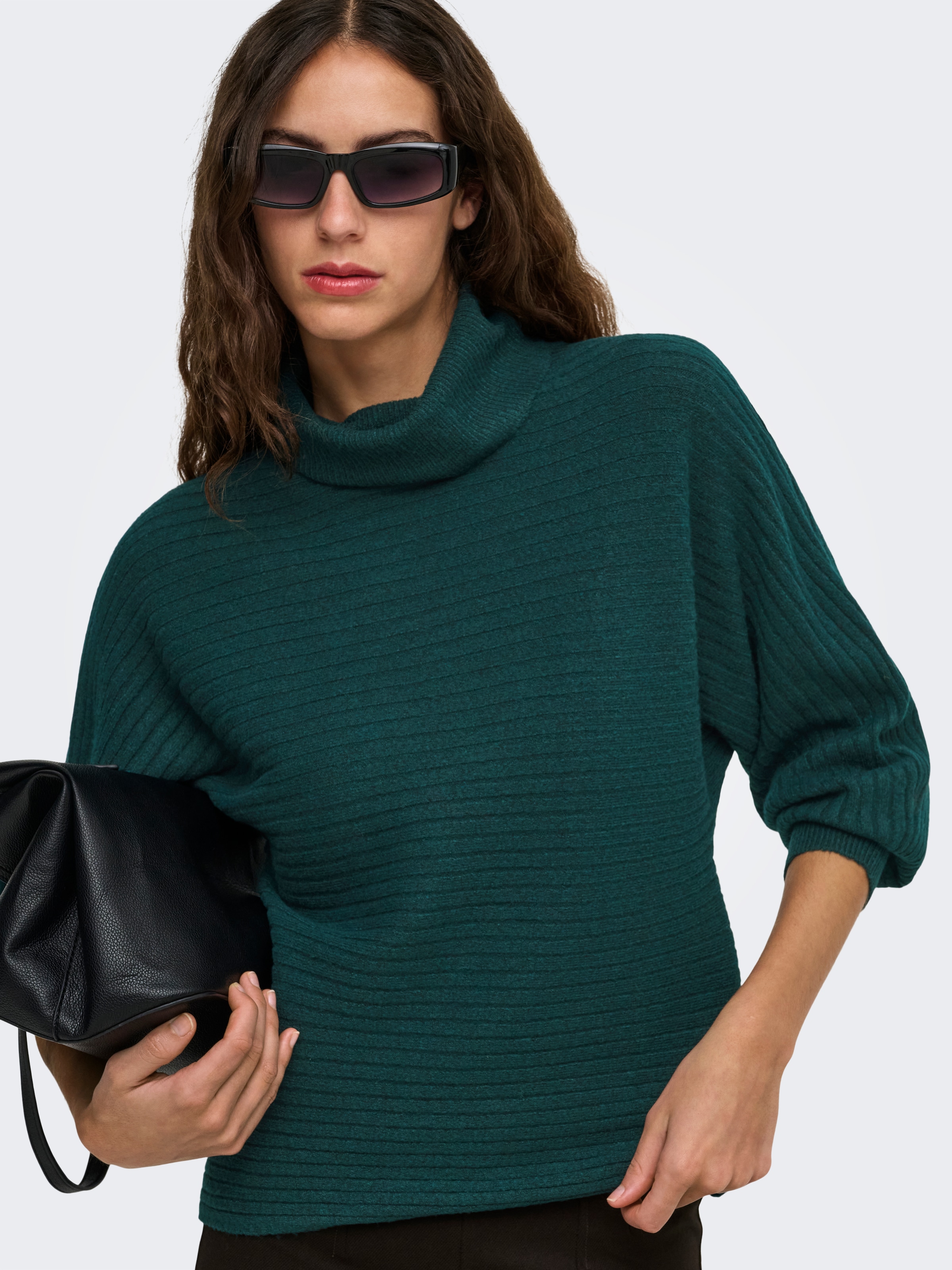 ONLY Rollkragenpullover »ONLWINNIE LS ROLLNECK CS KNT« Materialmix, Stretch, regular fit