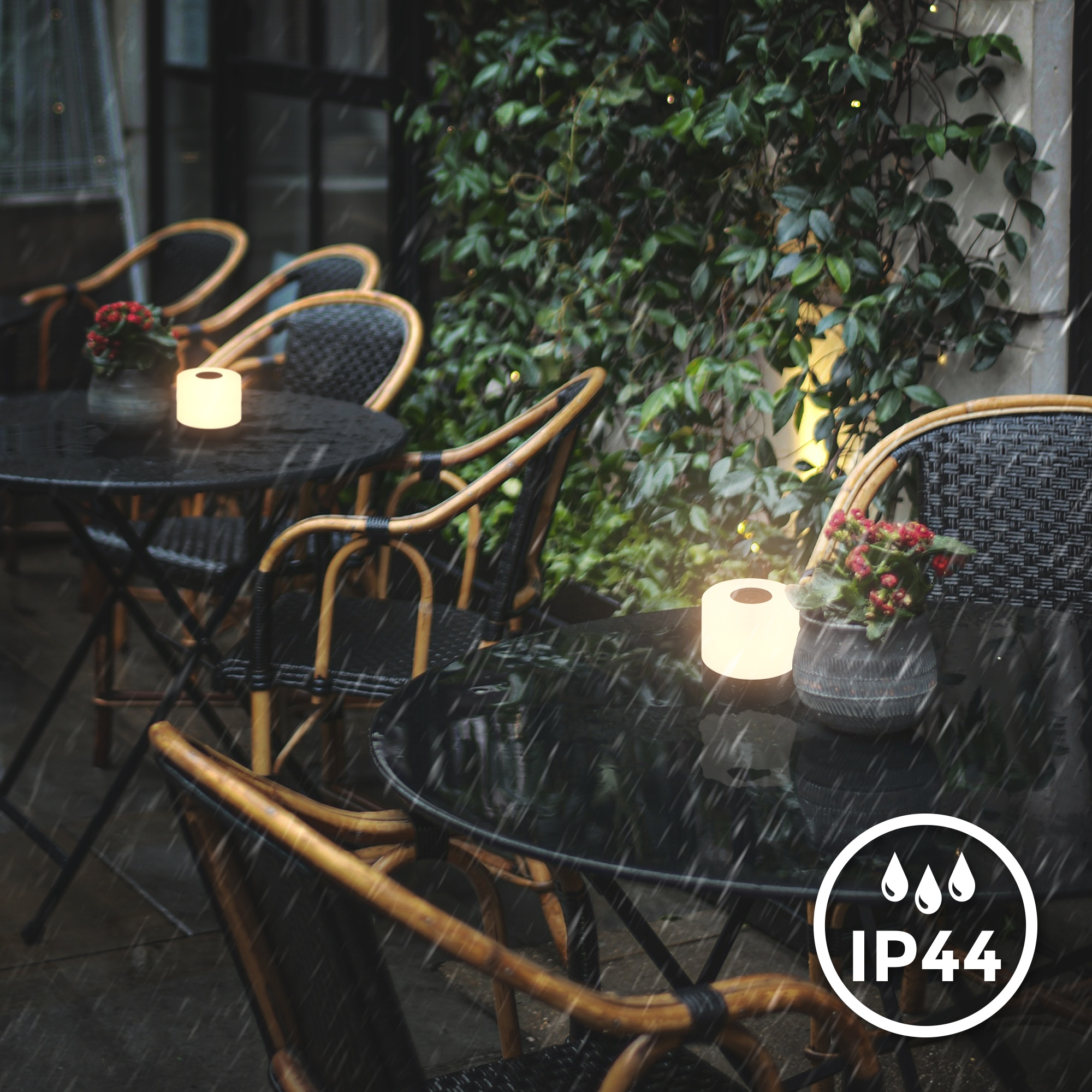 B.K.Licht Außen-Tischleuchte »BKL1590 Kabellose RGB Tischlampe, 4-Stufen Dimmer, mit USB« LED-Modul 1 Stk. Extra-Warmweiß 2.700 K, 200 Lm, 2,5W, IP44, nicht dimmbar, 7x7cm, Schwarz