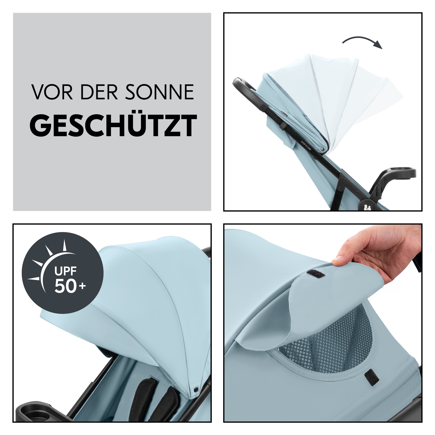 Hauck Kinder-Buggy »Shop N Care, Dusty Blue«, 22 kg, bis 22 kg belastbar; kompatibel mit Babyschale