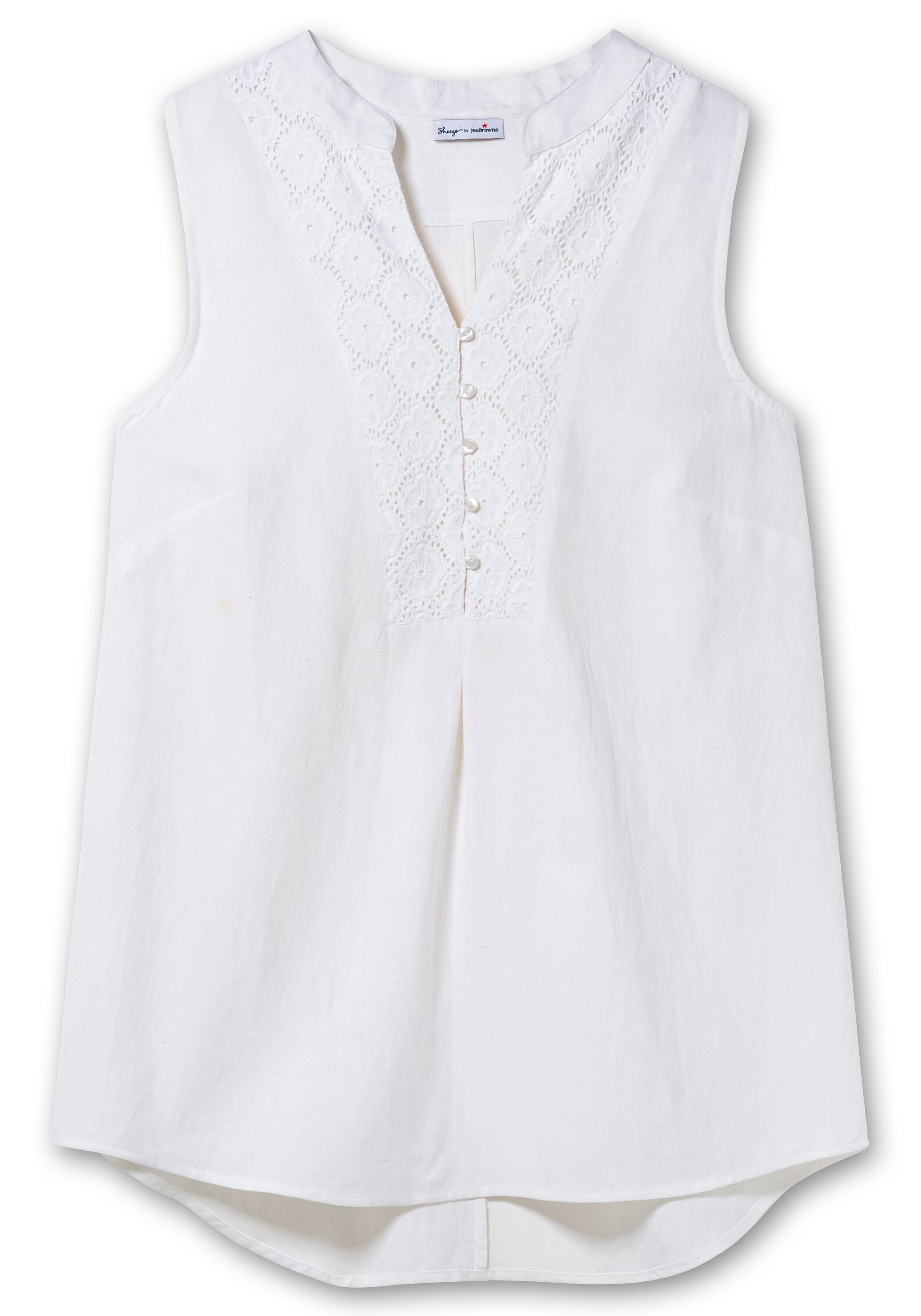 Sheego Shirttop »Webtop mit Spitzenbesatz, mit Leinenanteil«