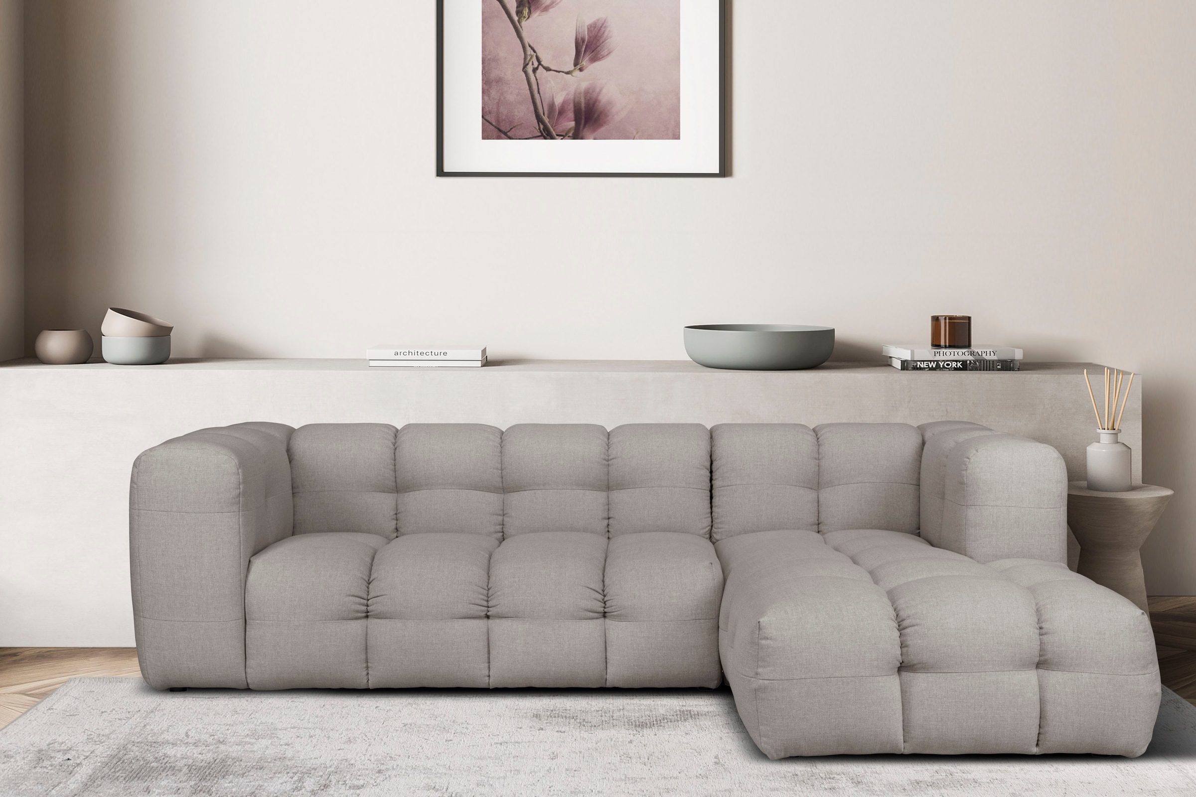 LeGer Home by Lena Gercke Ecksofa »TALISHA L-Form Designersofa, moderne Steppung, B/T/H: 276/178/75 cm«, moderne Steppung, hoher Sitzkomfort