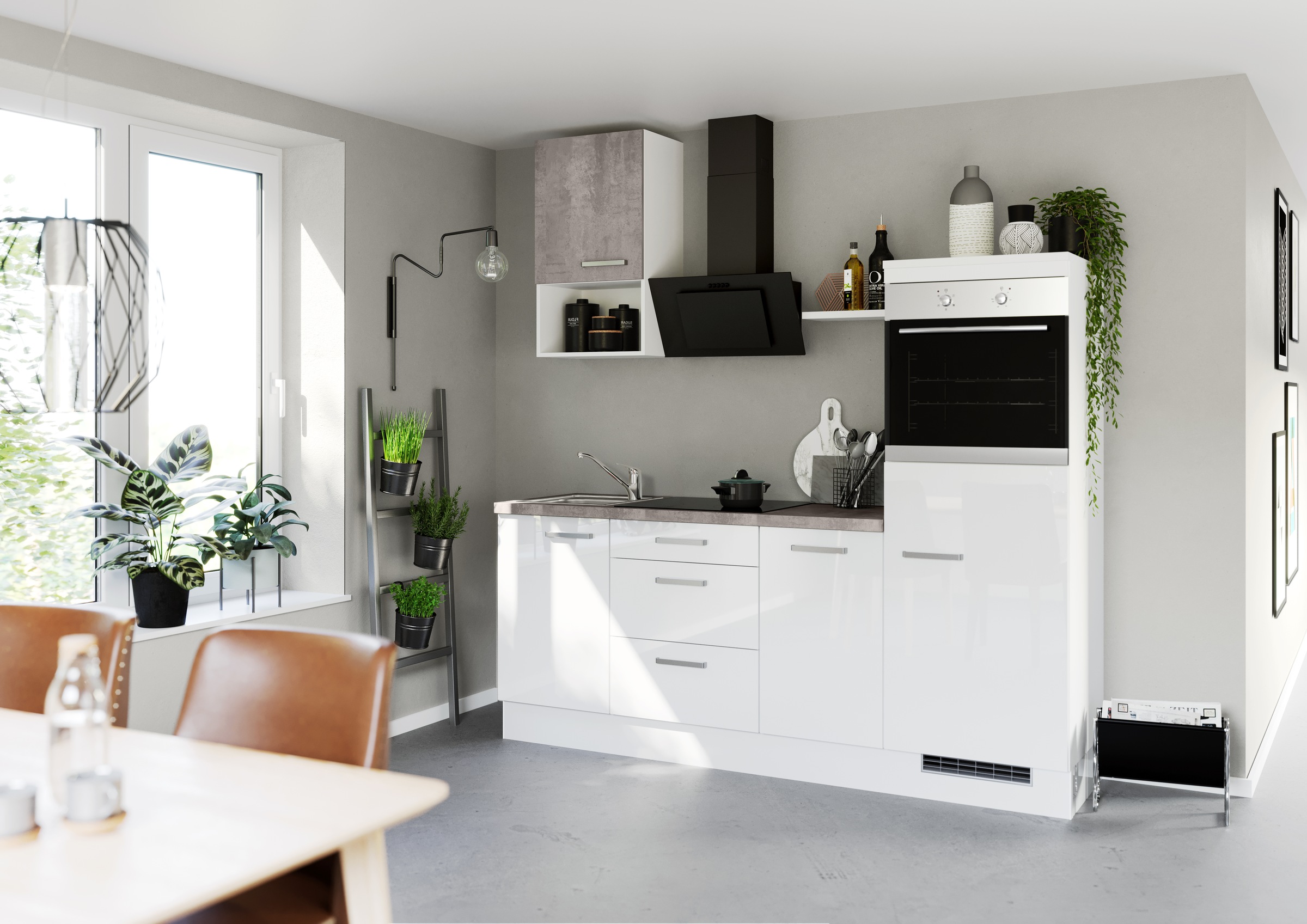 IMPULS KÜCHEN Küchenzeile »"Turin", Ausrichtung wählbar, Schubkästen mit Soft-Close,«, vormontiert, wahlw. mit E-Geräten, Breite 215 cm