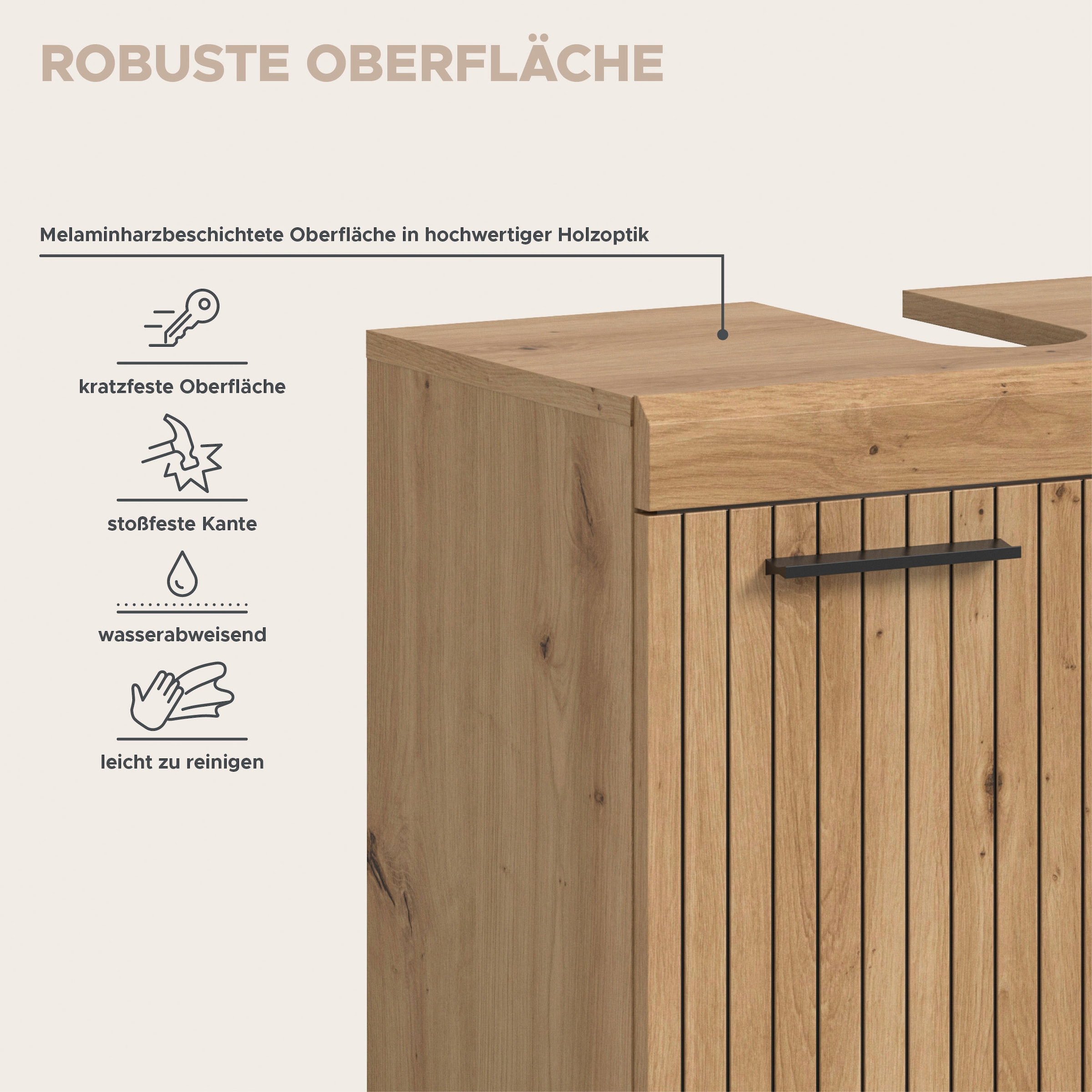 welltime Waschbeckenunterschrank »SIENA, Breite 60cm, mit  2 Türen oder 2 Schubkästen, MDF-Front« TOPSELLER! , mit Siphonausschnitt 10x25 cm, 1 Stk. tlg. in verschiedenen Farben erhältlich, Badmöbel, Badschrank, Kommode, Bad