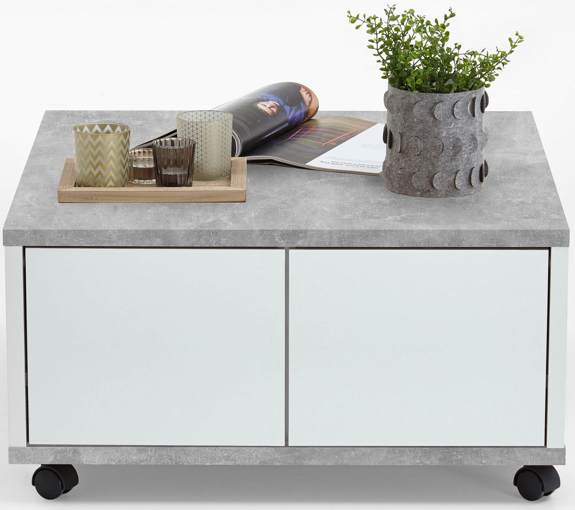 FMD Couchtisch »Twin« Schubladen als Push-to-open, viel Staur. , mit Rollen, Breite: 70 cm