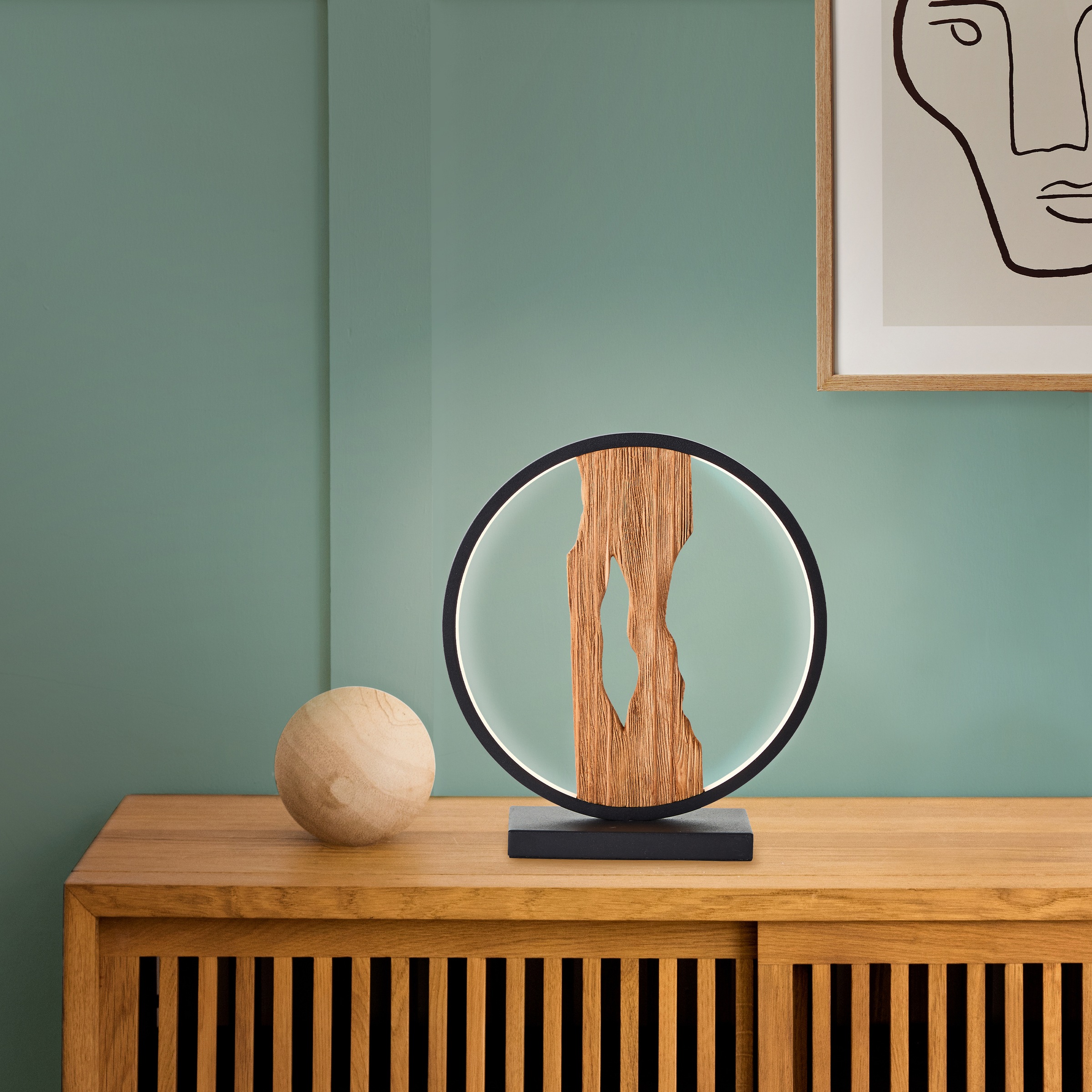 Brilliant LED Tischleuchte »Chaumont«, Höhe 28 cm, 850 lm, Aluminium/Metall/Holz, schwarz/holz