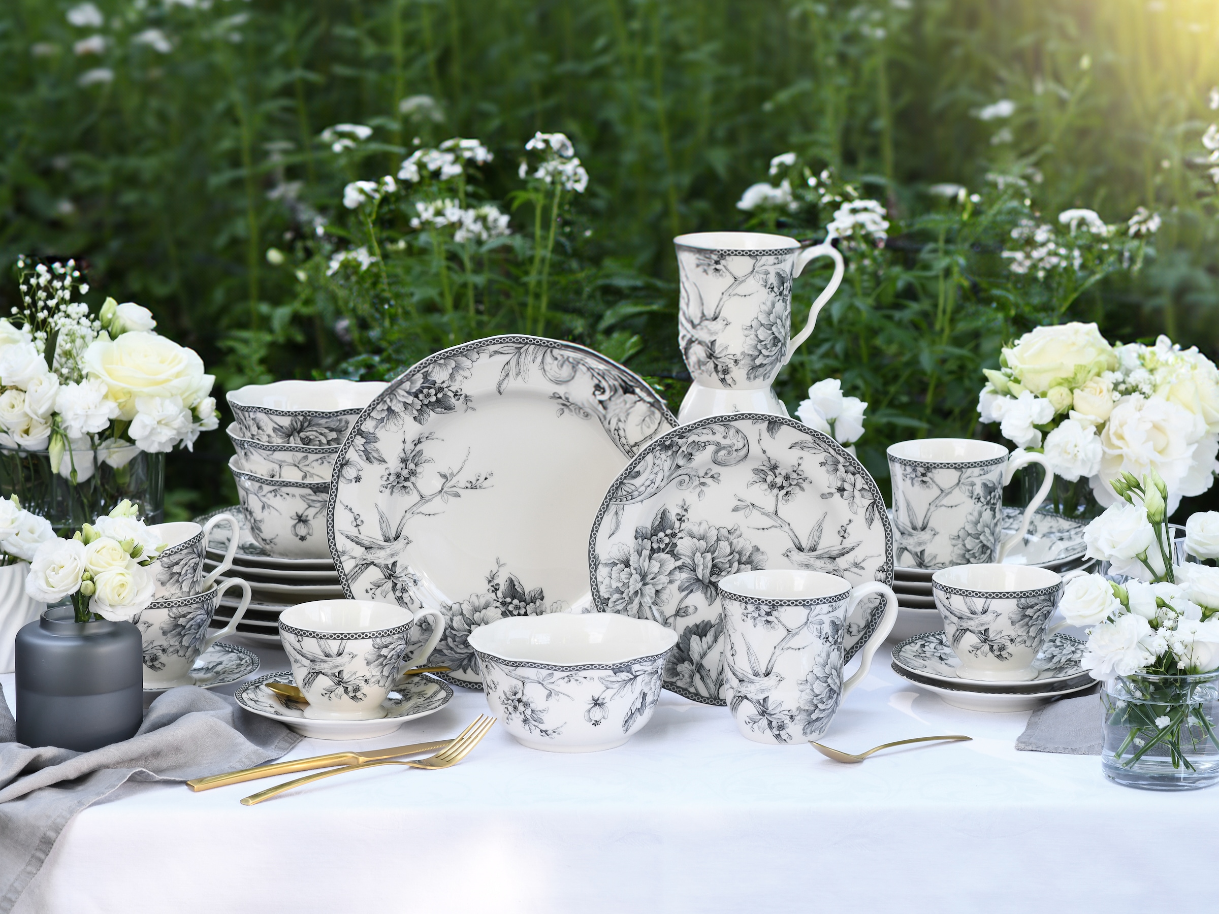 CreaTable Kombiservice »Adelaide, Service 16-tlg.« Nostalgischer Vintage Dekor, Elegante Form