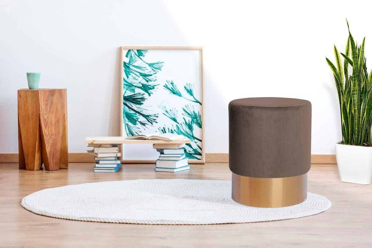 Kayoom Hocker »Nano 110, Hocker in stilvollem Design, runde Form, mit Fuß aus Metall« 1 Stk. tlg. Golz Akzente, mit pflegeleichtem Stoffbezug, runde Form