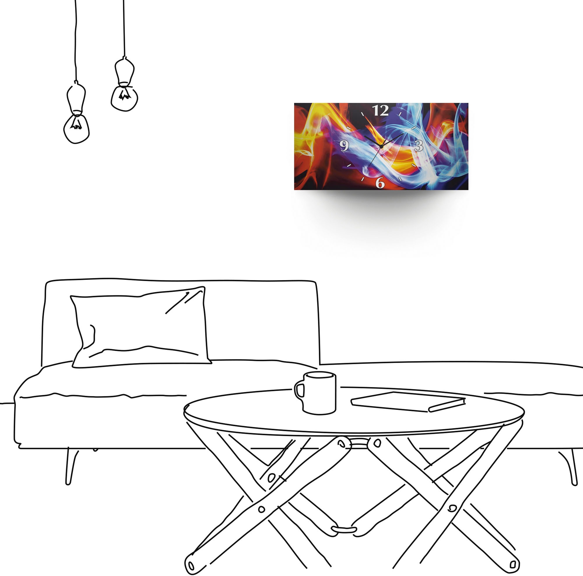 Artland Wanduhr »Feuer und Eis«, 3D Optik gebogen, mit Quarz- oder Funkuhrwerk, versch. Größen