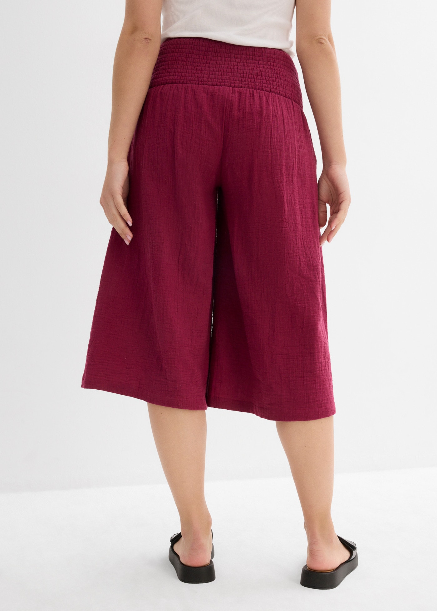 bonprix Caprihose  mit breitem Gummibund, aus reiner Baumwolle, Loose Fit Passform