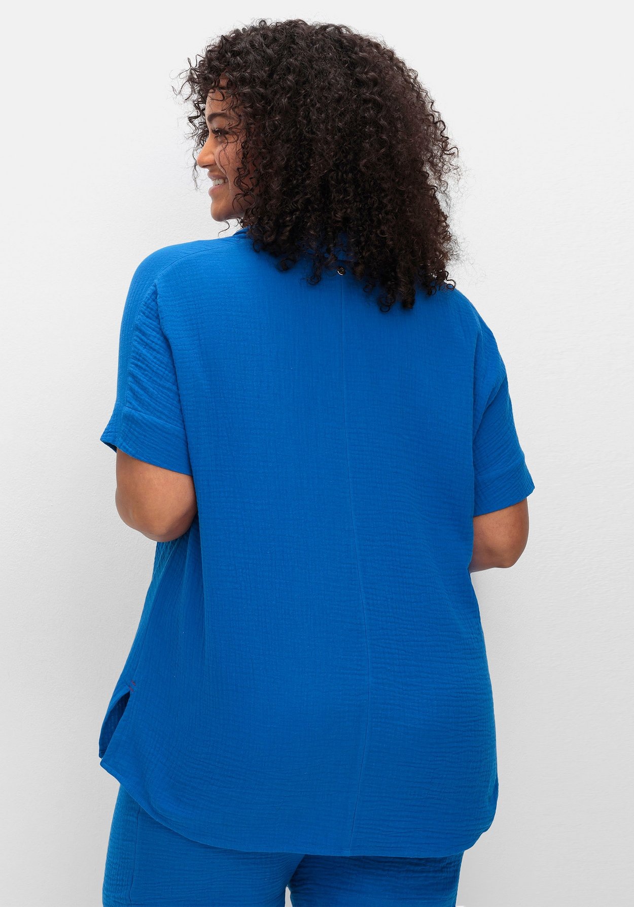 Sheego Hemdbluse »Kurzärmlige Hemdbluse aus weicher Musselin-Qualität«