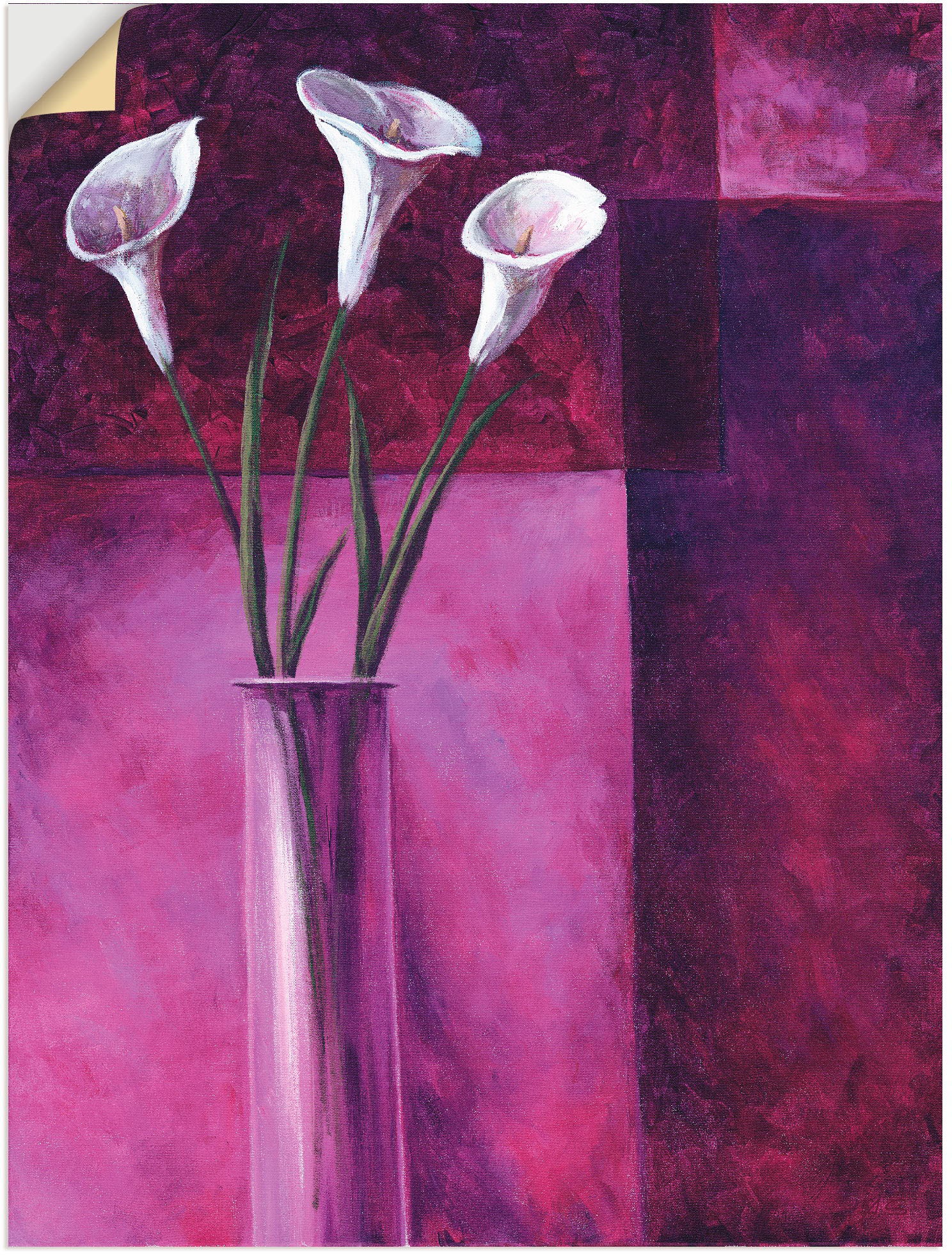Artland Wandbild St.), oder (1 Größen Lila«, Blumen, »Callas Poster Leinwandbild, als bequem in bestellen Wandaufkleber versch. Alubild
