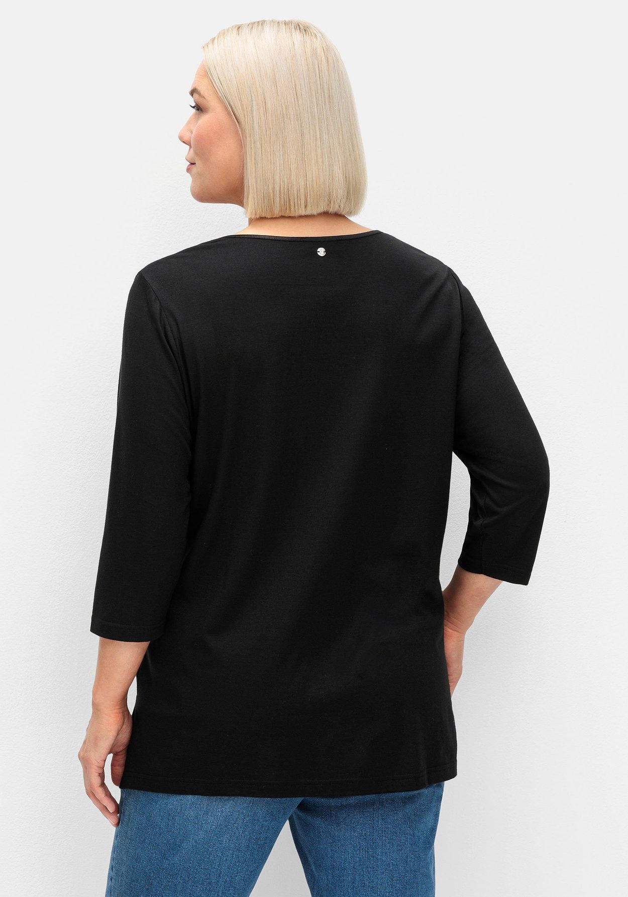 Sheego 3/4-Arm-Shirt »3/4-Arm-Shirt mit dezent glänzender Blende«