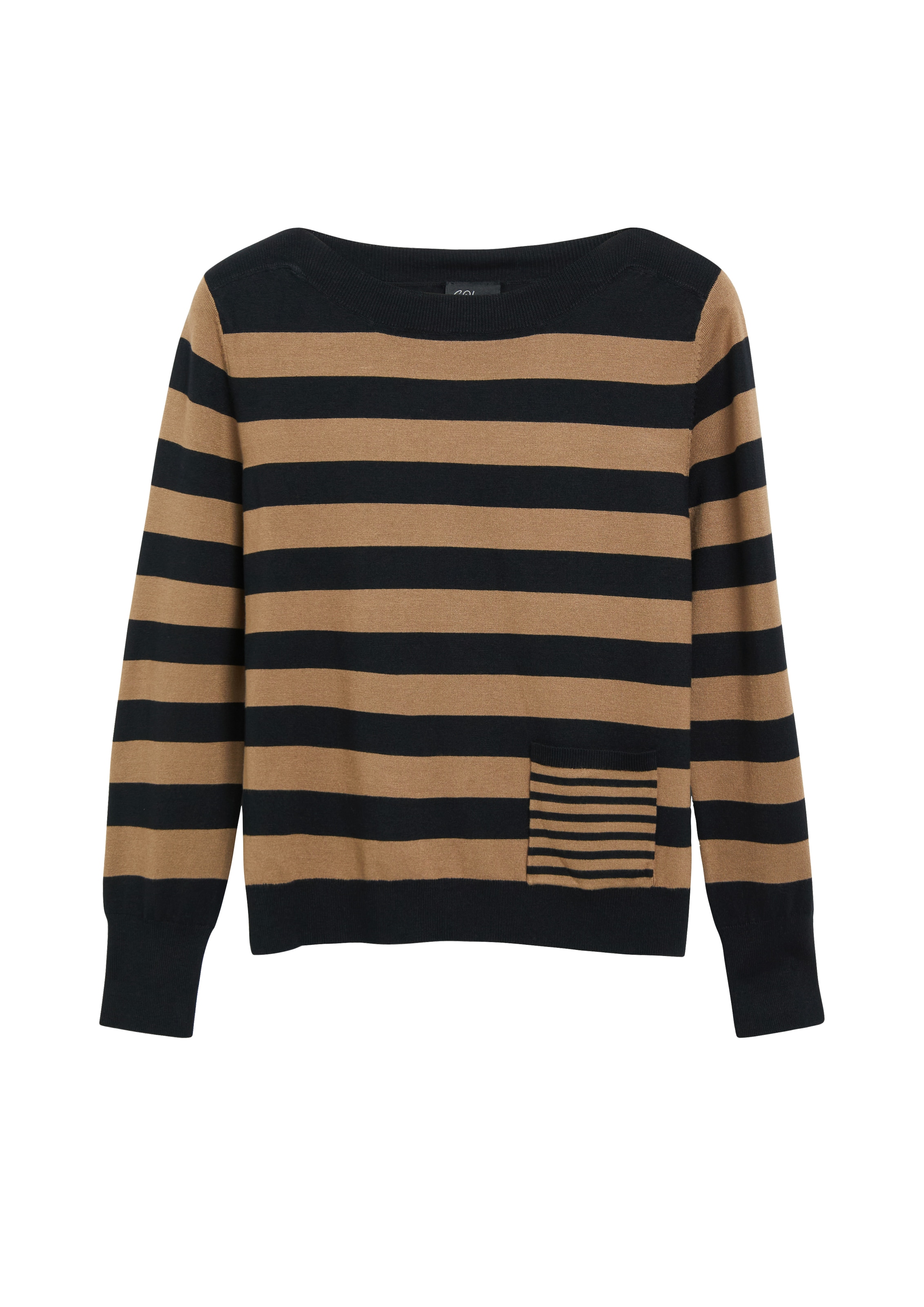 s.Oliver BLACK LABEL Strickpullover mit Streifenmuster / U-Boot-Ausschnitt